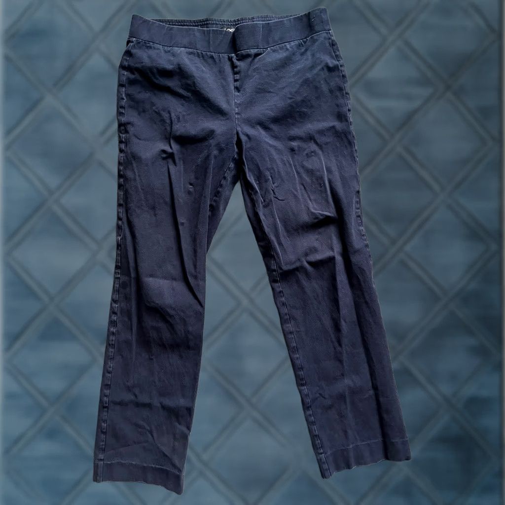 Loft Loft Navy Blue Crop Stretchy Dress Pants Women's Size 4 Cropped Flat Front Cotton Blend Waist 30 Inseam 26.5 Regular Mens Womens Girls Boys Size 27" / US 4 / IT 40 - 1 Thumbnail