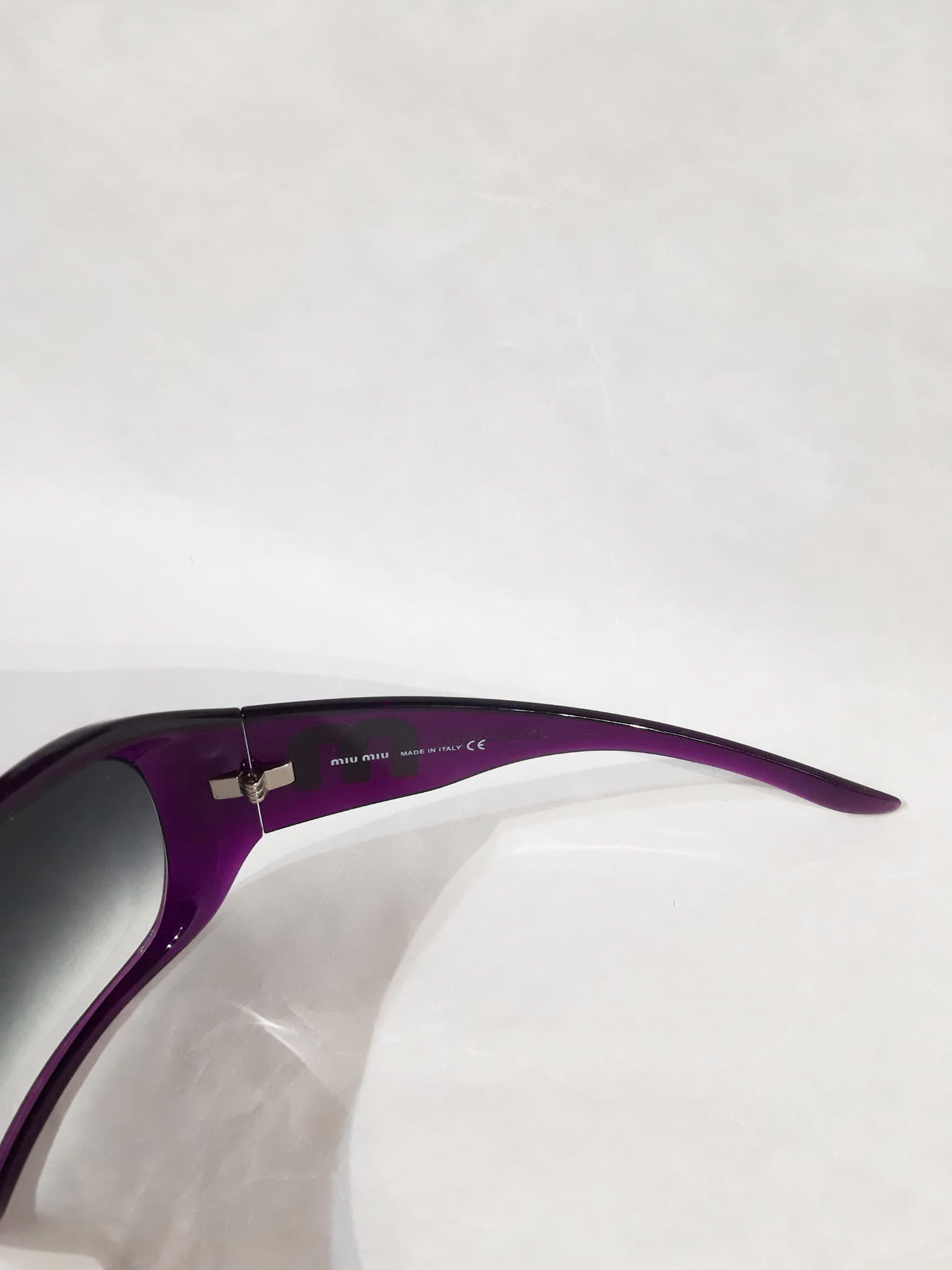 Miu Miu Miu Miu 2000's Purple Oversized Mask Shield Sunglasses Size ONE SIZE - 9 Thumbnail