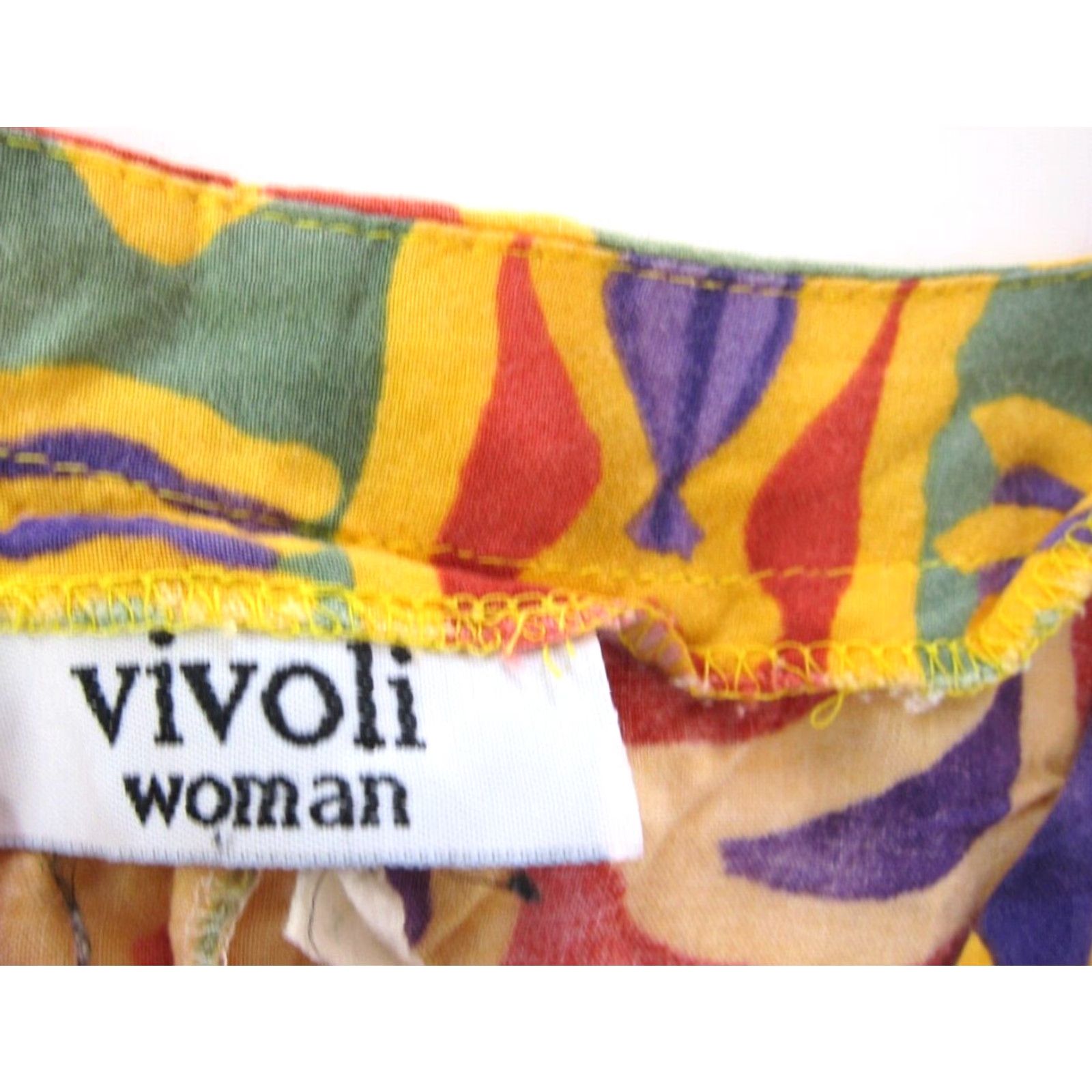 Vintage Vivoli Rayon Blouse 2X Button Down Short Sleeve V-Neck Floral Fish Tunic Blouse Womens Vintage USA 56" bust 2X Orange Yellow Purple Green Size XXL / US 16-18 / IT 52-54 - 5 Thumbnail