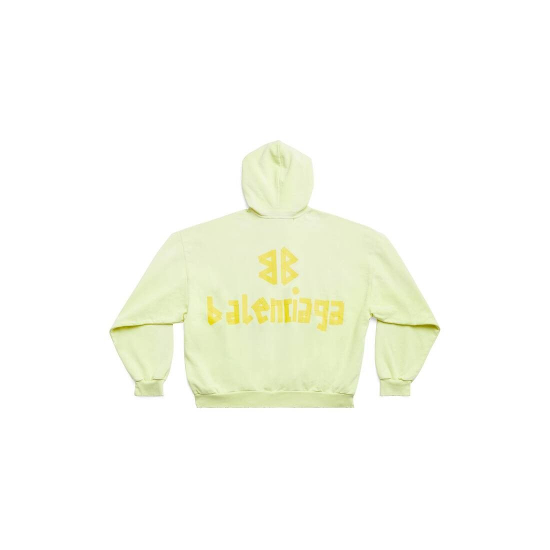 Balenciaga o1tr1nto1225 Tape Type Ripped Pocket Hoodie in Fluo Yellow Size US L / EU 52-54 / 3 - 6 Thumbnail