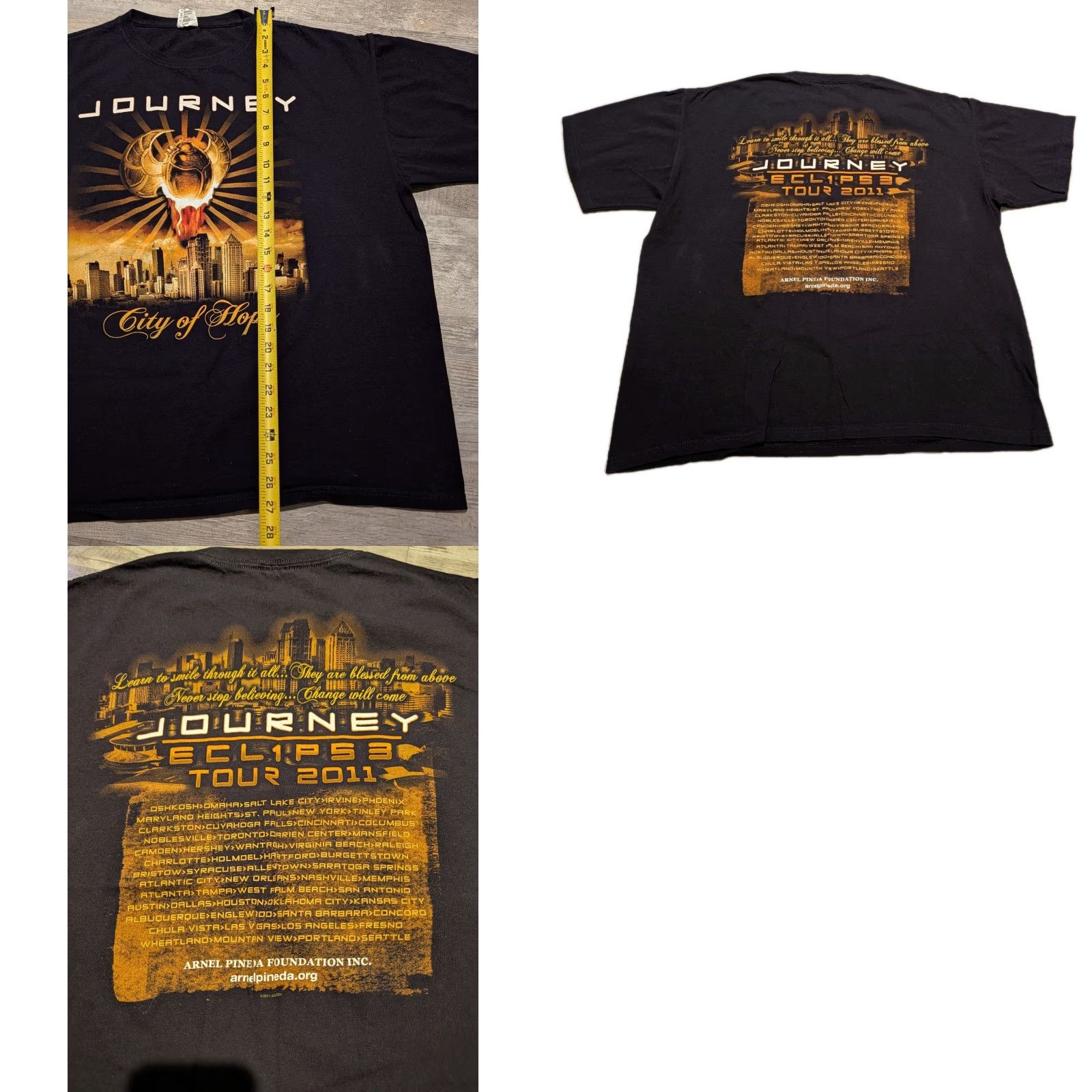 Anvil JOURNEY Concert Tee Shirt Eclipse Tour 2011 Double Sided XL Unisex Adults Graphic Tee Rock Band Size US XL / EU 56 / 4 - 8 Thumbnail