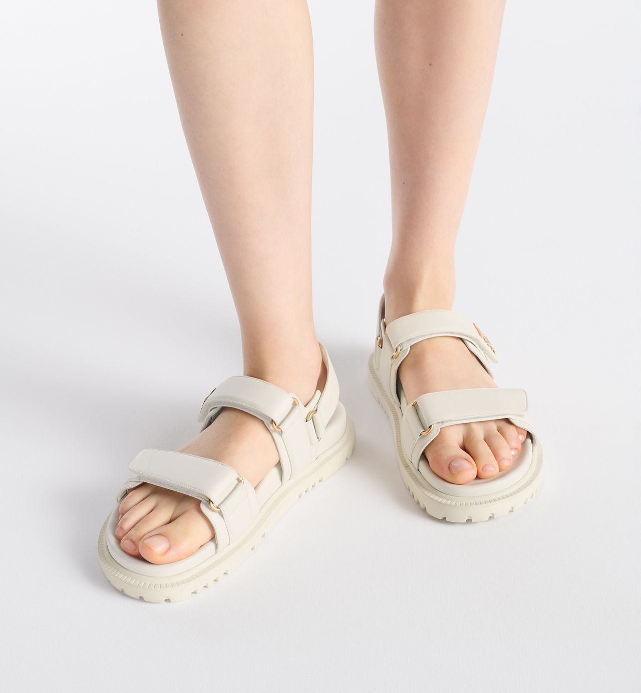 Dior Dior Dioract Sandal Ivory Lambskin Gold Logo Size US 9 / IT 39 - 3 Thumbnail