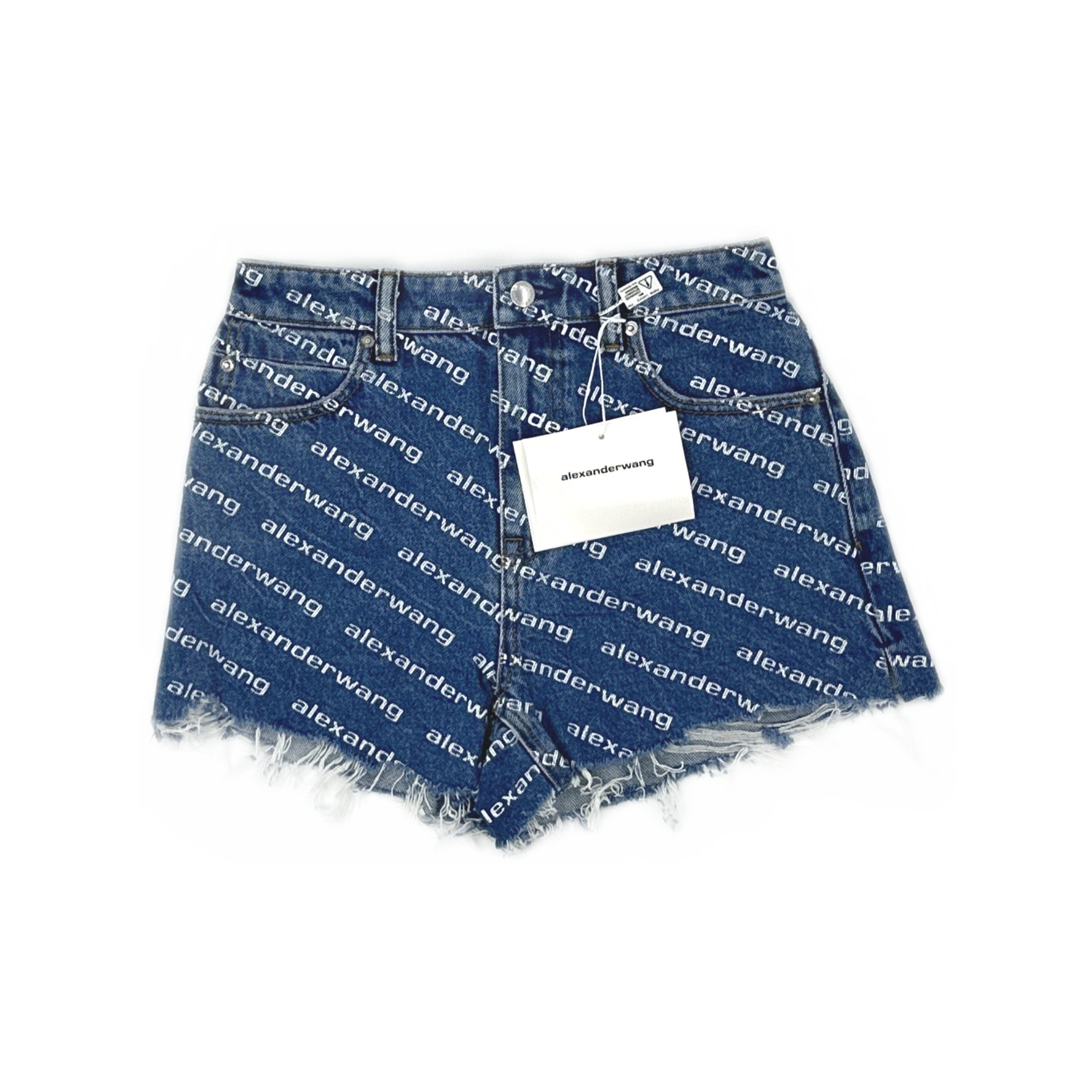 Alexander Wang Alexander Wang Logo Print Denim Shorts Size 26 Size 26" / US 2 / IT 38 - 1 Thumbnail