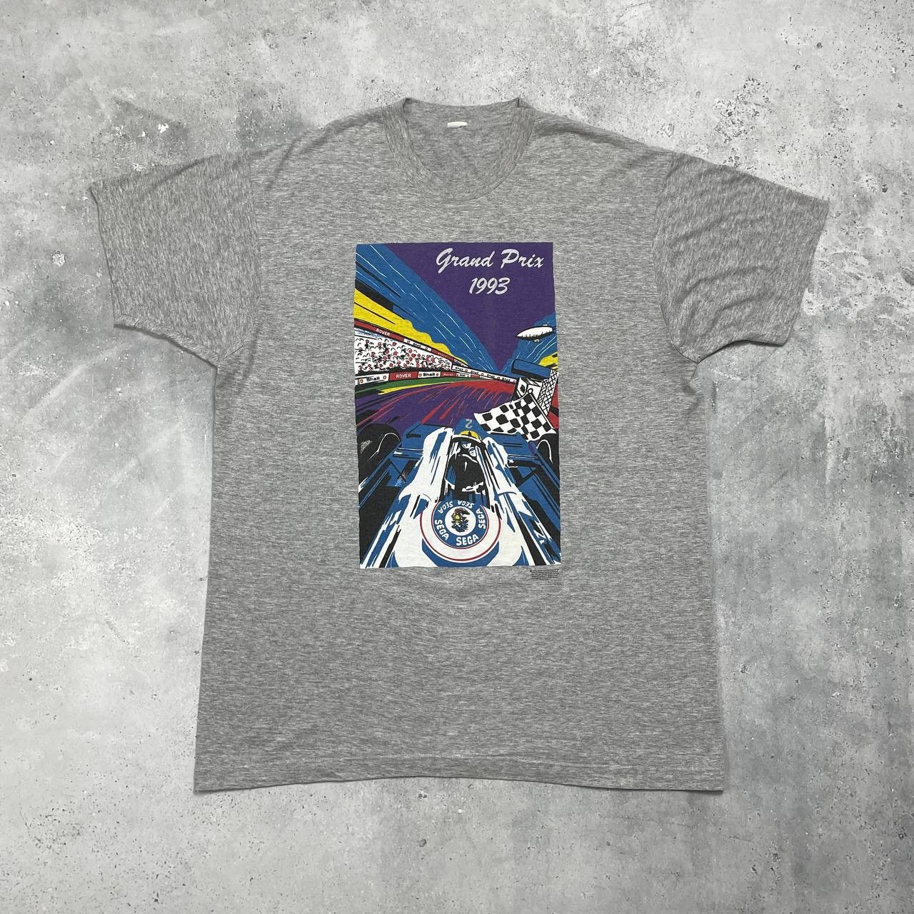 Vintage Vintage 1993 Grand Prix Sega Racing T Shirt Gray Size XL Size US XL / EU 56 / 4 - 1 Thumbnail