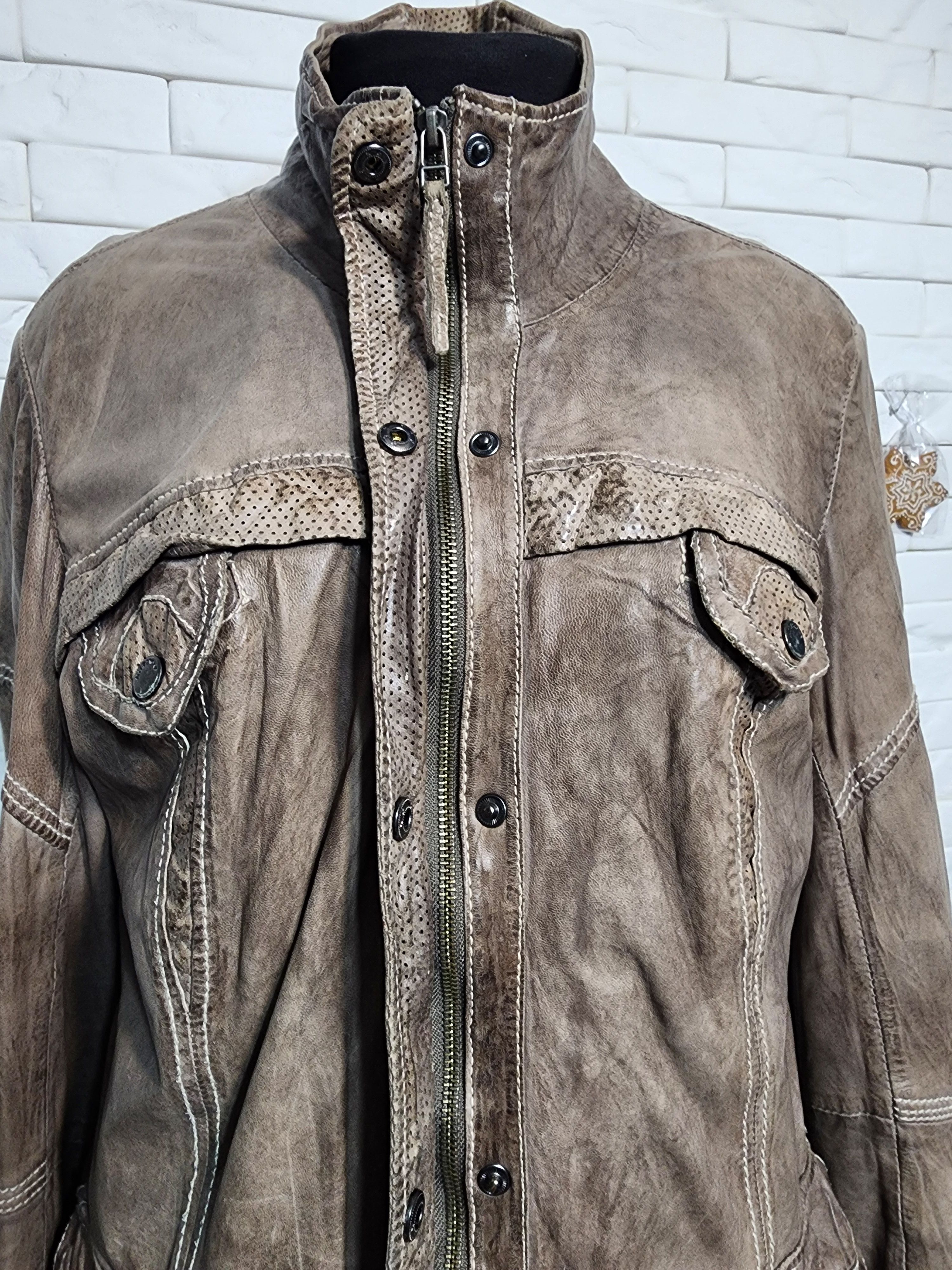 Genuine Leather Gray Leather Jacket: Women's Soft Zip-Up Coat Size L / US 10 / IT 46 - 3 Thumbnail