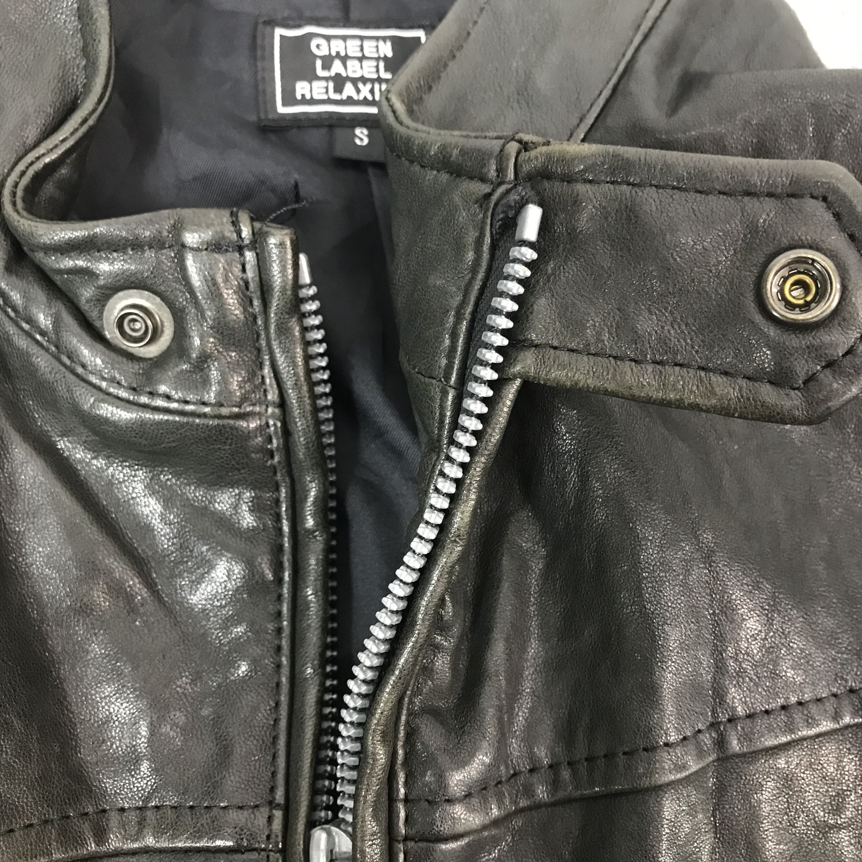 Japanese Brand Vtg green label Leather jacket biker style Size US S / EU 44-46 / 1 - 11 Thumbnail