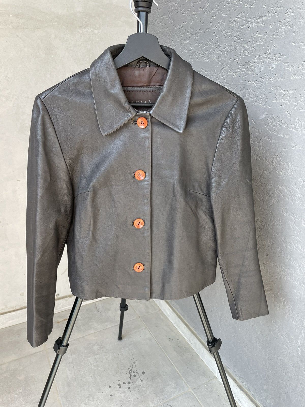 image of Leather Jacket Arma in Grey, Women's (Size Medium)