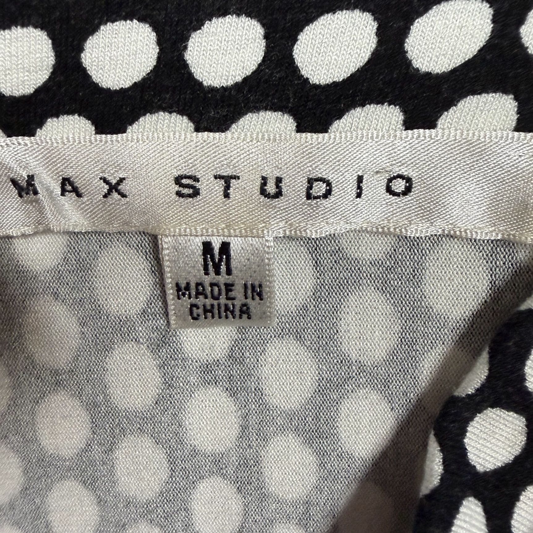 Vintage Max Studio Skirt Medium Black White Polka Dot A Line Knee Length Stretch Retro Size 32" / US 10 / IT 46 - 4 Thumbnail