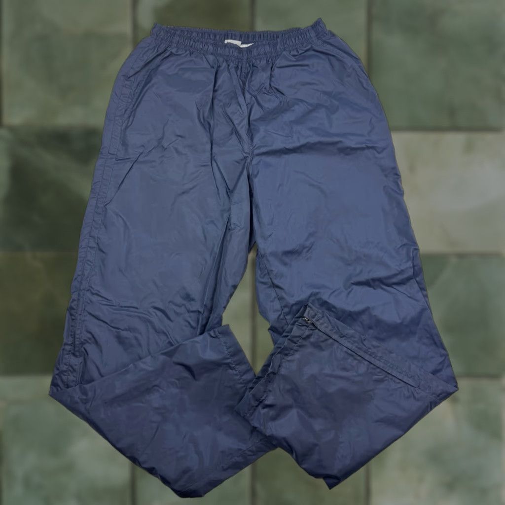 Nike VINTAGE Nike Track Pants Mens L Blue Nylon Drawstring 32in Inseam Hipster Y2K Silver Tag Sports Logo Baggy Size US 33 - 1 Thumbnail
