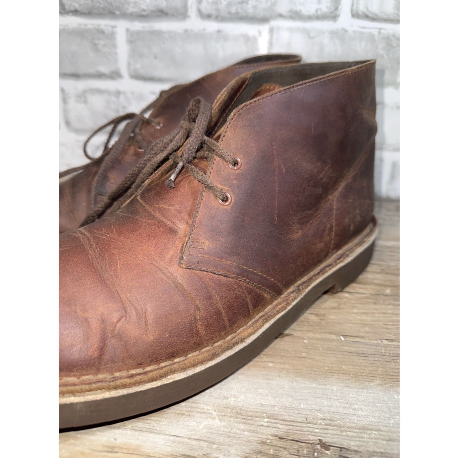 Clarks Clarks Boots Chukka Mens Size 11 Brown Leather Lace Up Ankle Casual Comfort Cushioned Leather Bushacre Everyday Size US 11 / EU 44 - 3 Thumbnail