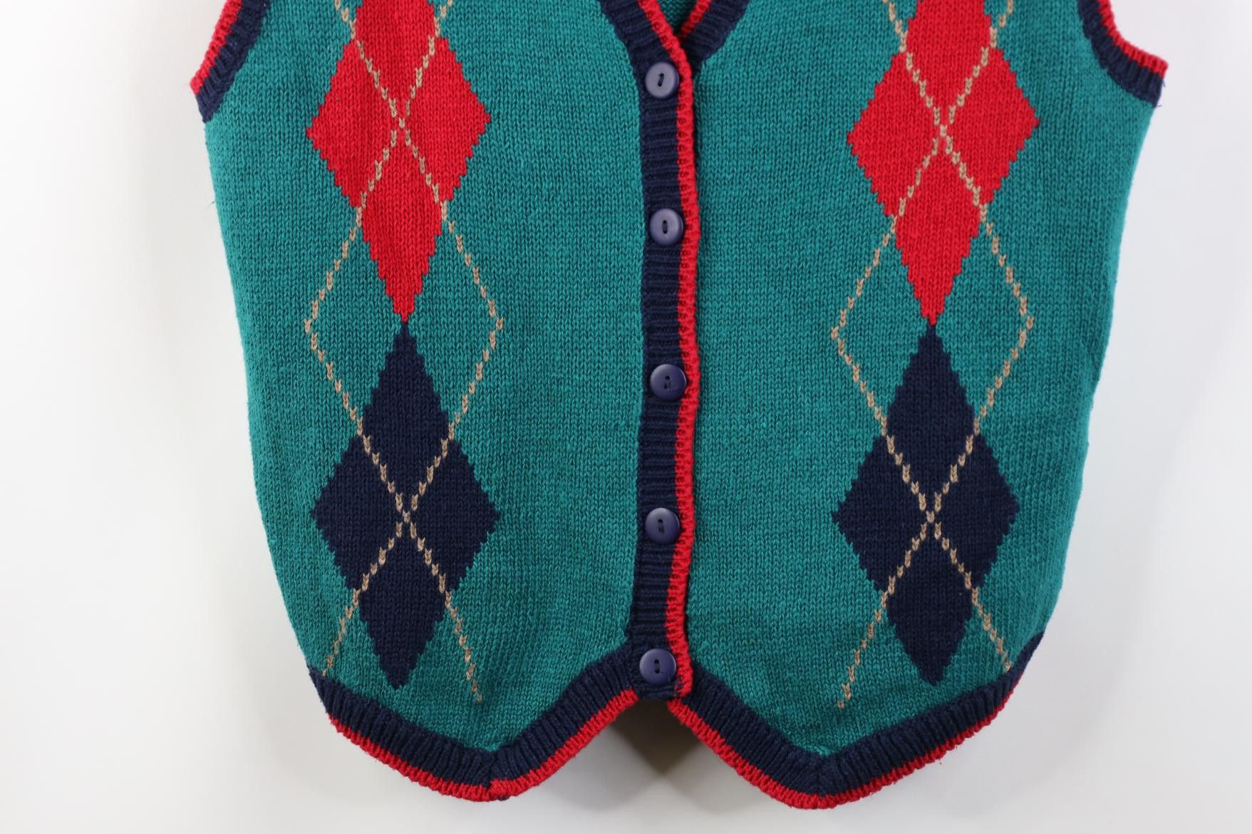 Vintage Vintage 90s Streetwear Diamond Knit Cardigan Sweater Vest Size M / US 6-8 / IT 42-44 - 3 Thumbnail