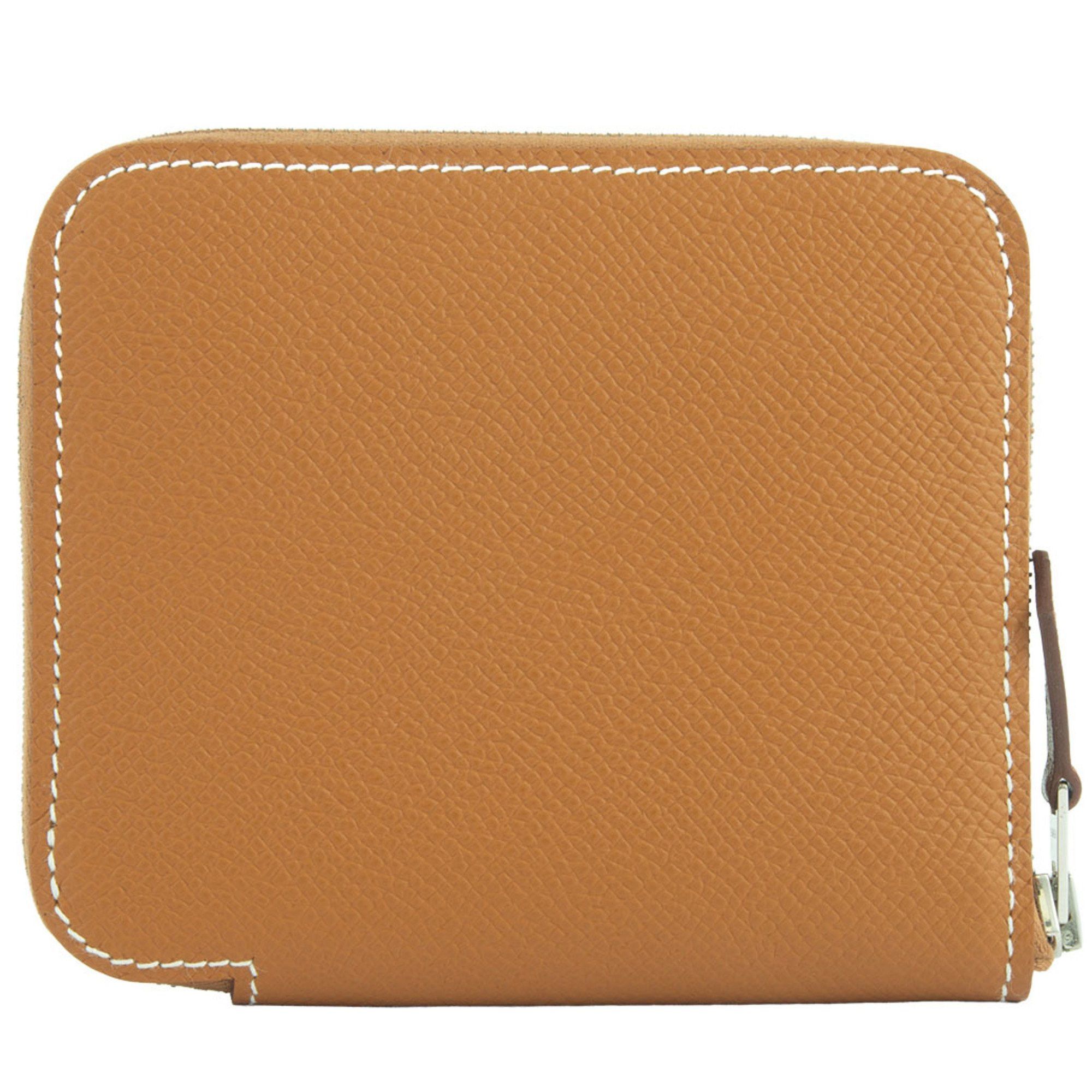 Hermes Azap Compact Silk In Wallet Coin Case Purse Epsom Gold
