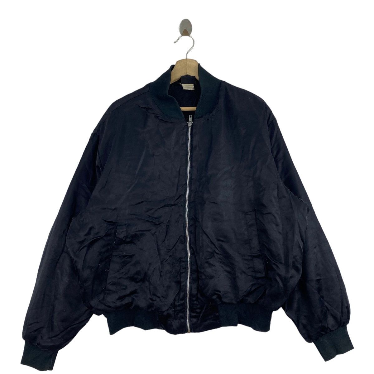 image of Nemesis Sportswear Usa Plain Black Bomber Jacket, Men's (Size 2XL)
