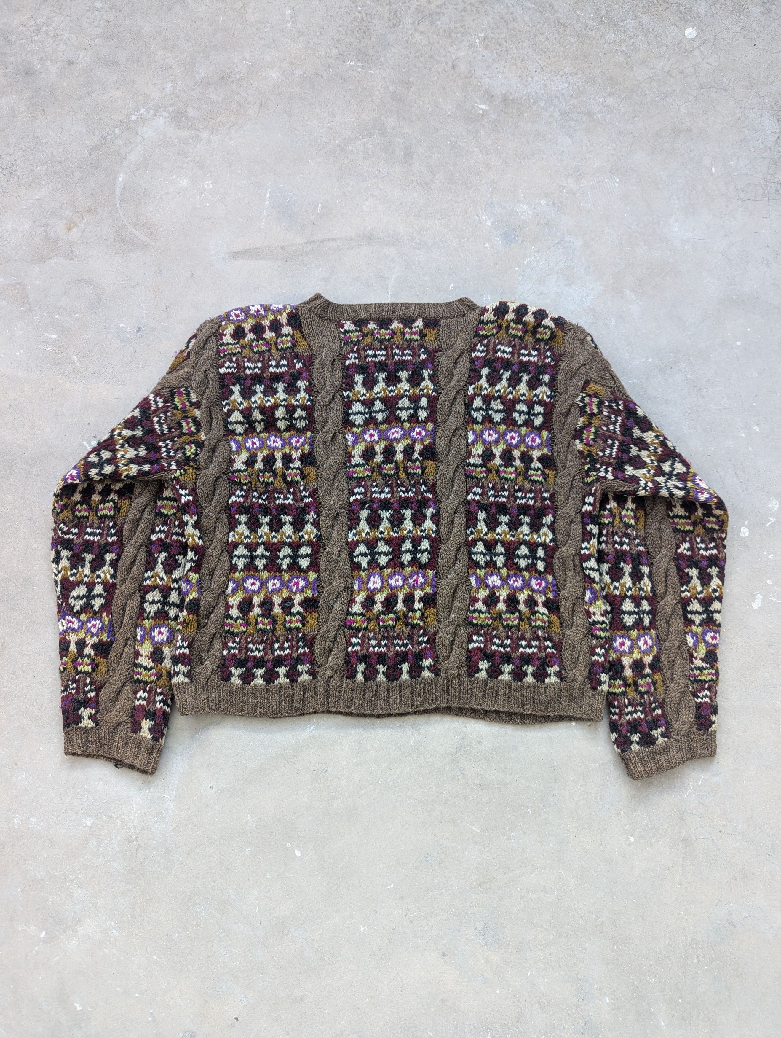Aran Isles Knitwear × Japanese Brand × Vintage Vintage Wool Cable Knit Sweater Cropped Coogi Style Size M / US 6-8 / IT 42-44 - 11 Thumbnail