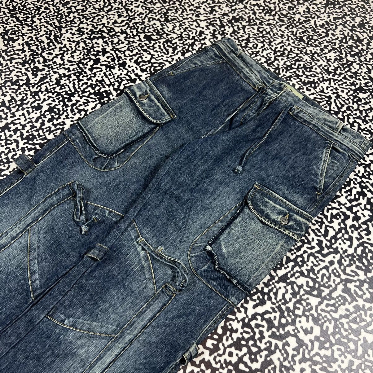 Japanese Brand Vintage Y2K Japanese Cargo Denim Jeans Bondage Style Size 27" / US 4 / IT 40 - 7 Thumbnail