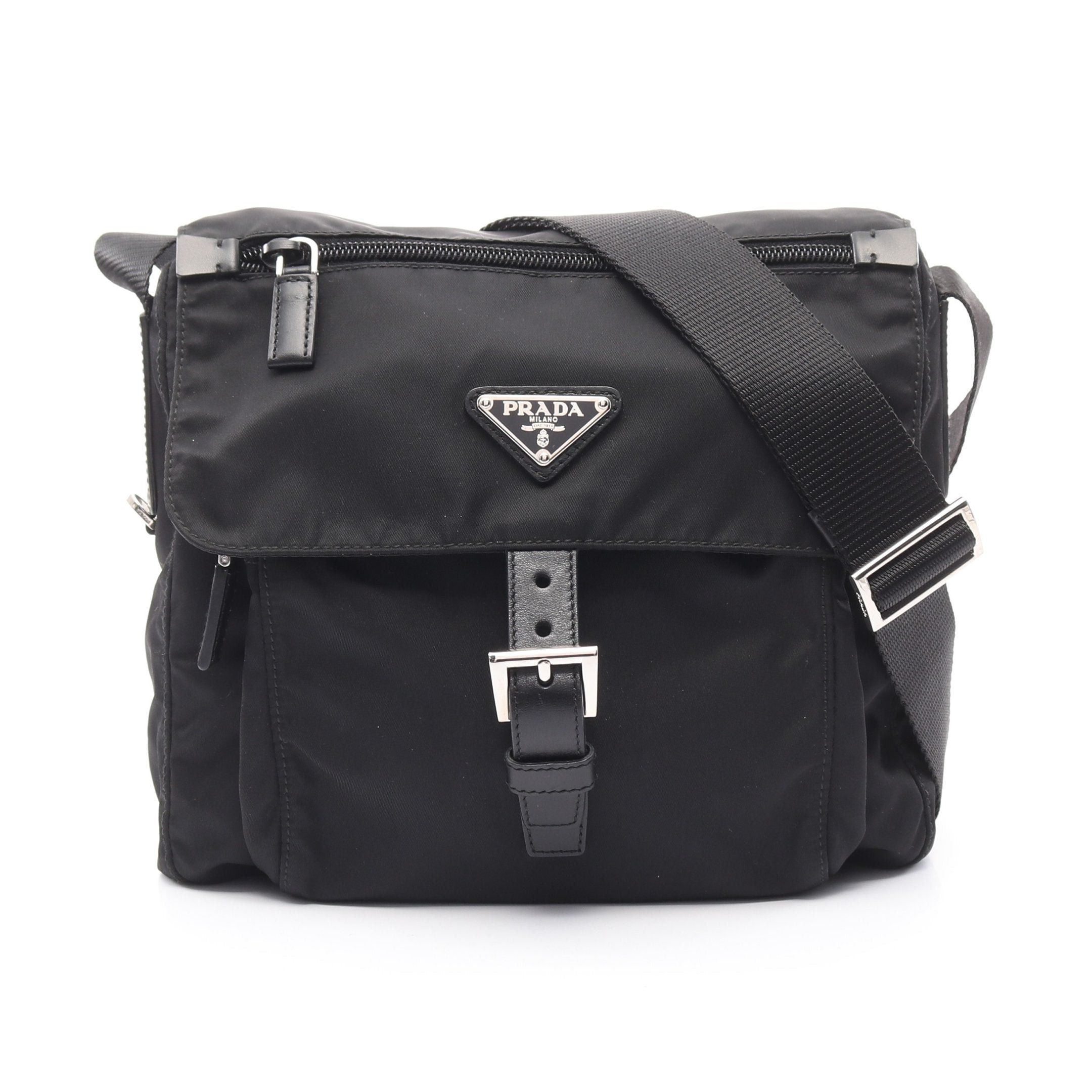 Prada Prada Vela Shoulder Bag Nylon Leather Black Size ONE SIZE - 1 Thumbnail