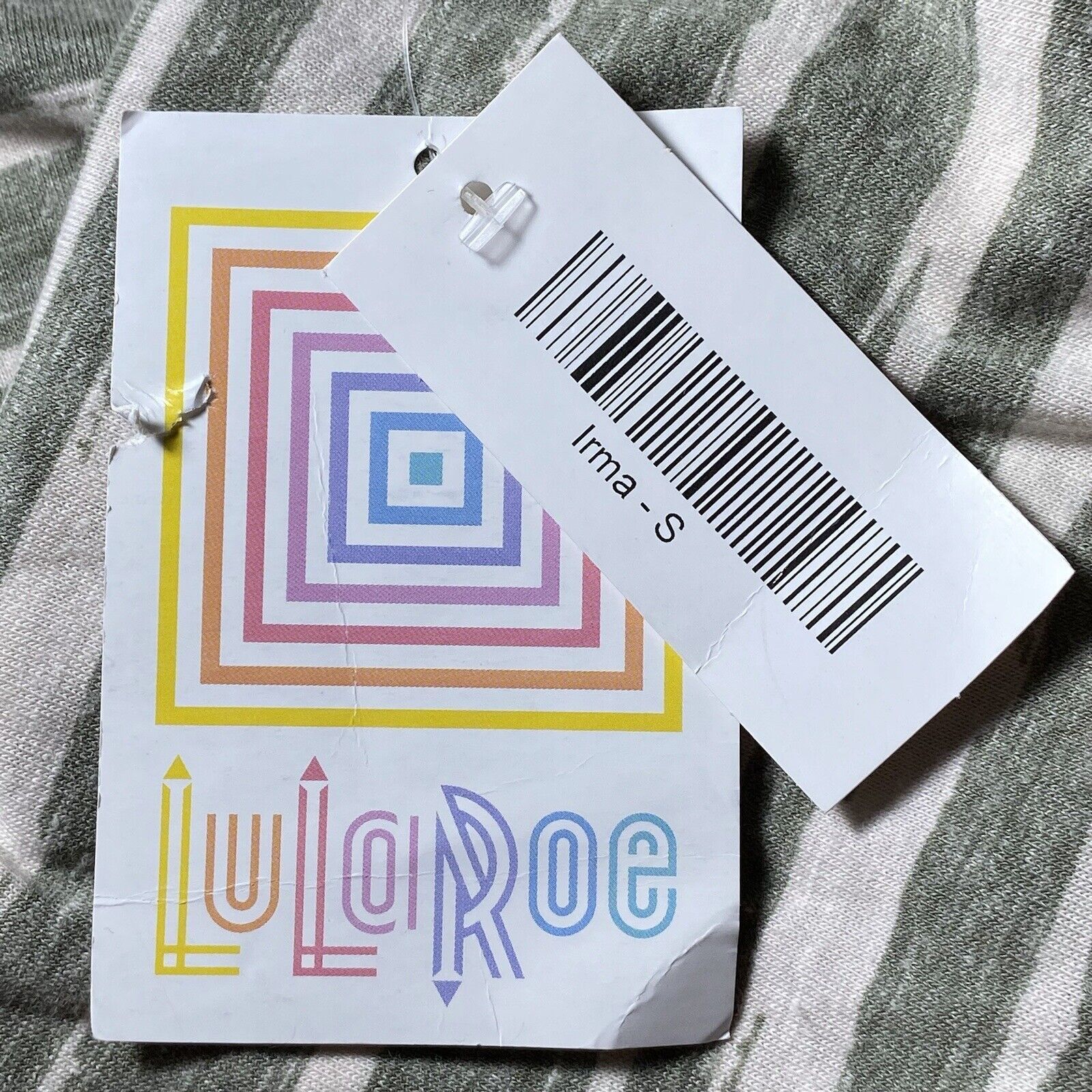 Other LulaRoe Irma Hi Lo Green Beige Striped Oversized T Shirt Size S / US 4 / IT 40 - 9 Thumbnail