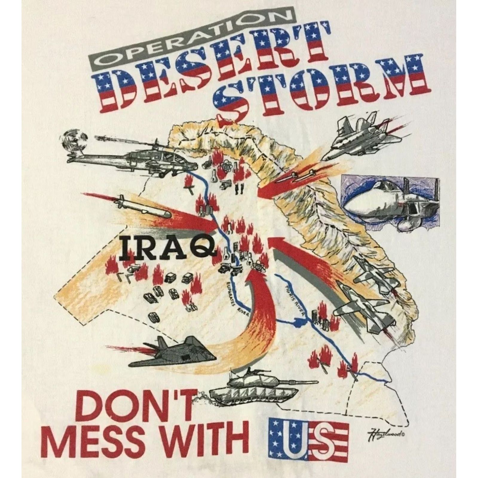 Vintage VINTAGE Desert Storm Dont Mess With USA Shirt M War Military Funny Grunge 90s Mens Size US M / EU 48-50 / 2 - 2 Thumbnail