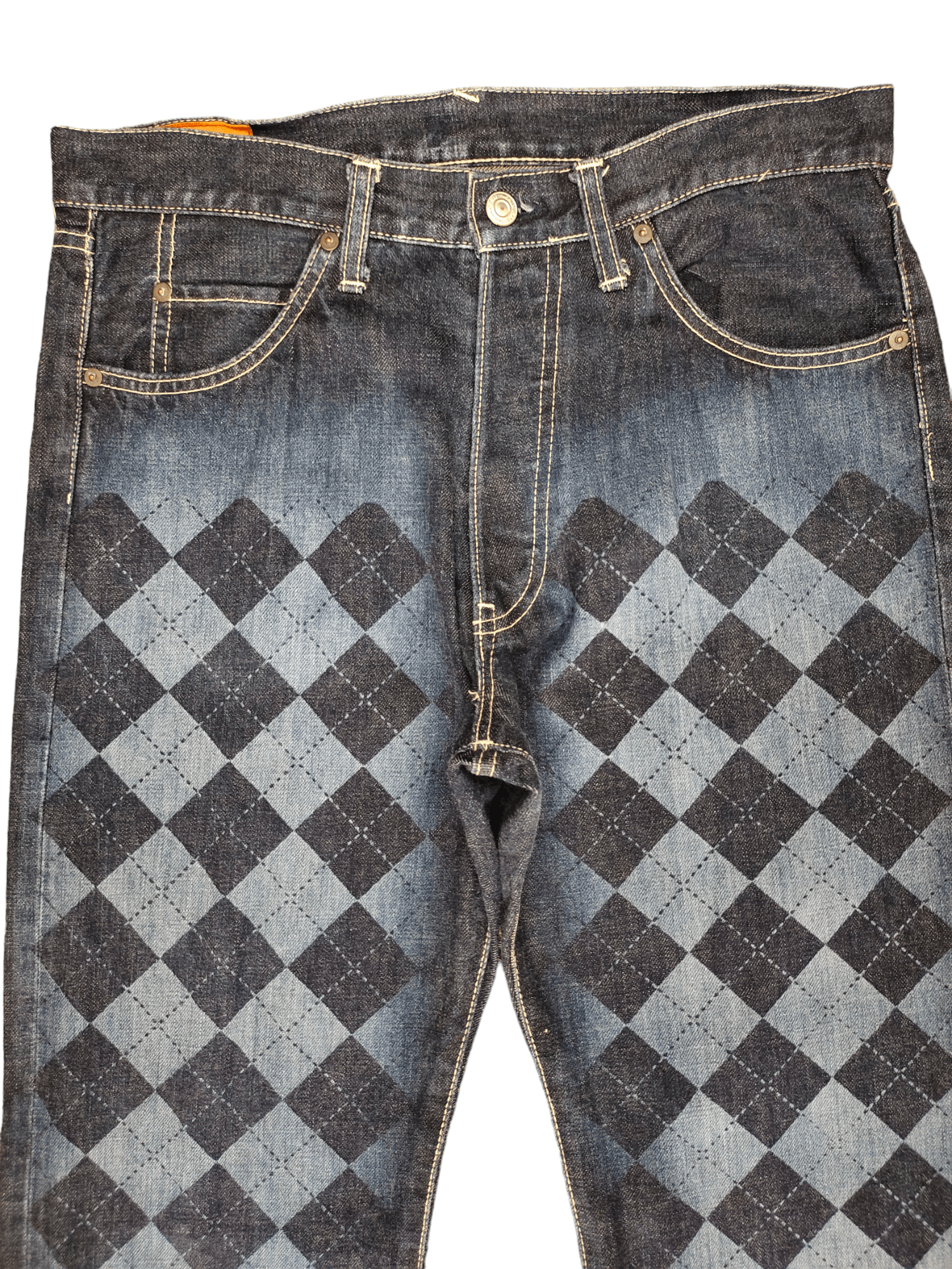 Hysteric Glamour × Undercover Vintage Y2k Byemrt Japan Checkered Plaid Printed Denim Jeans Size US 33 - 2 Thumbnail