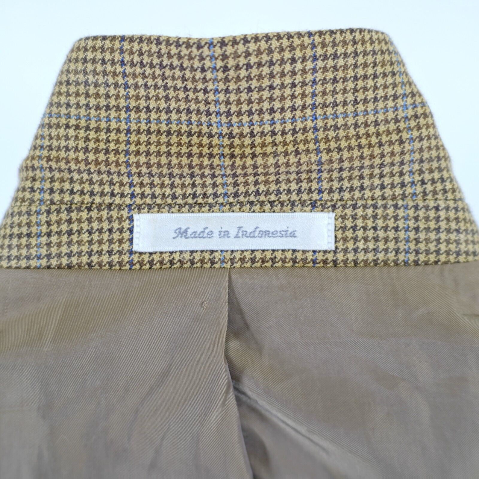 Lauren Ralph Lauren Lauren Ralph Lauren Wool Silk Brown Tan Hounstooth W/ Blue W Size 48L - 11 Thumbnail