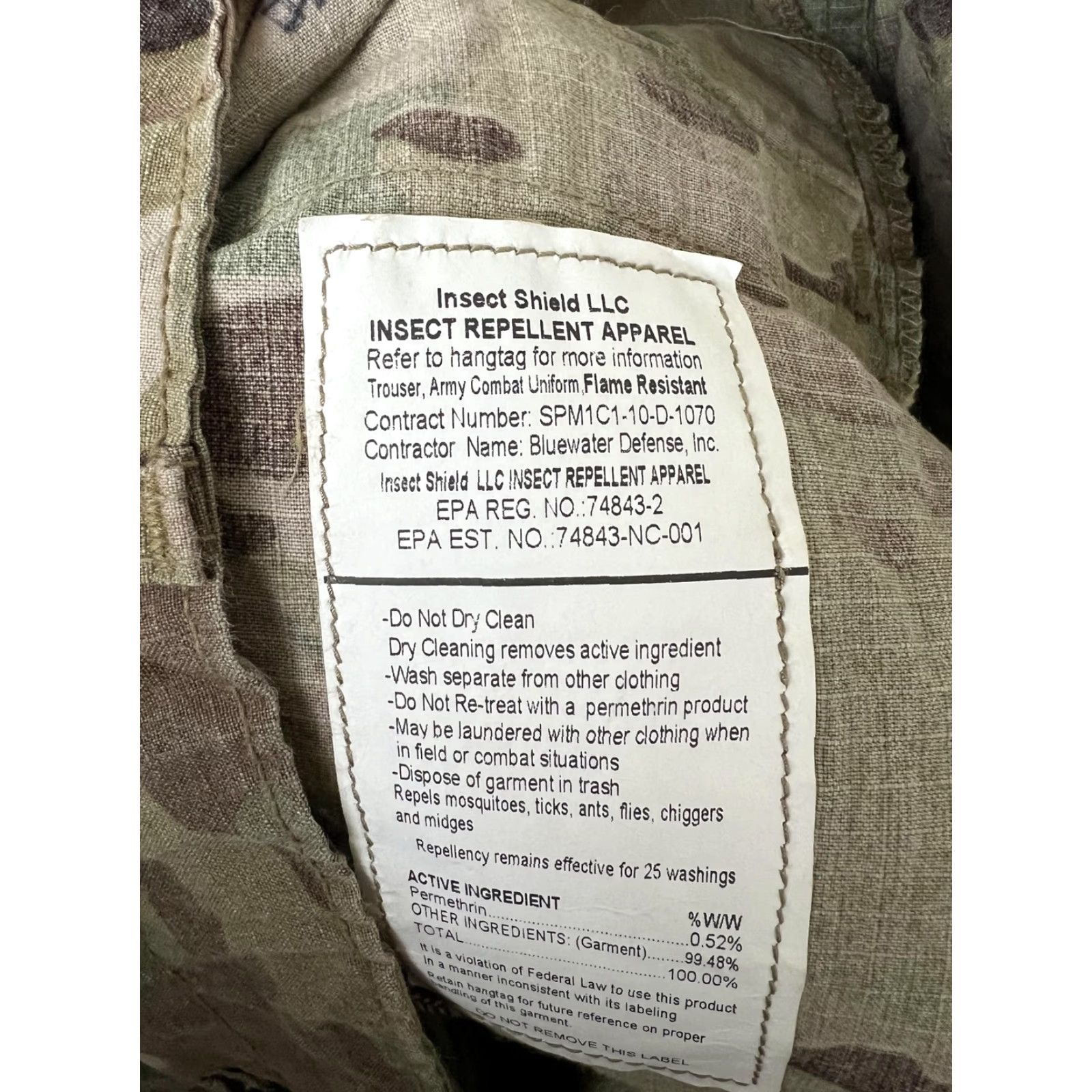 Vintage Insect Shield Army Combat Uniform Flame Resistant Cargo Pants Mens M Green Multicam OCP Camouflage Workwear Navy? Size US 31 - 5 Thumbnail