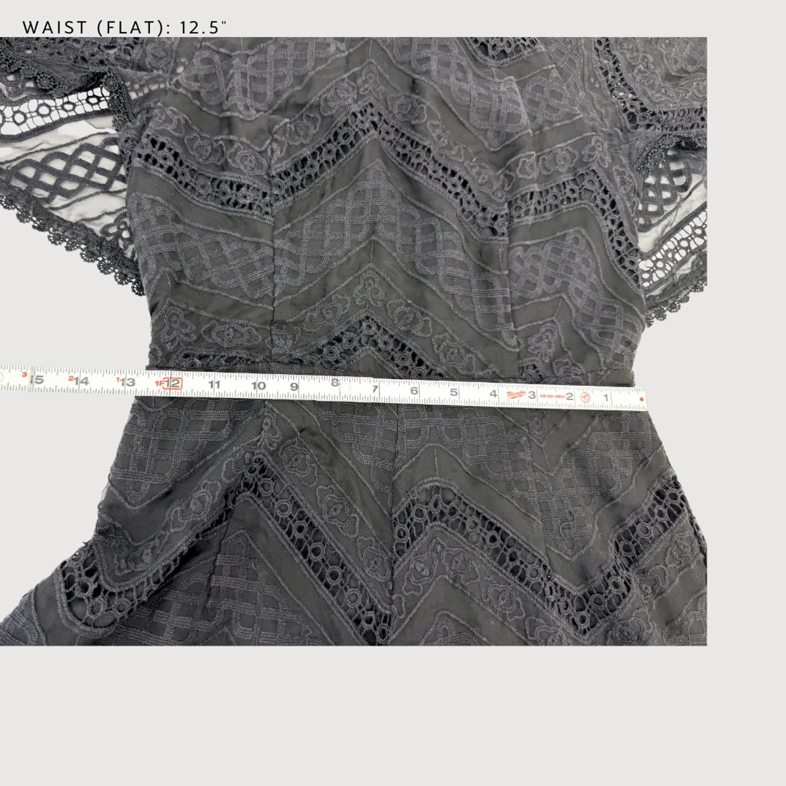 Other Line & Dot Lace Romper Black Scalloped XS Size 26" / US 2 / IT 38 - 7 Thumbnail