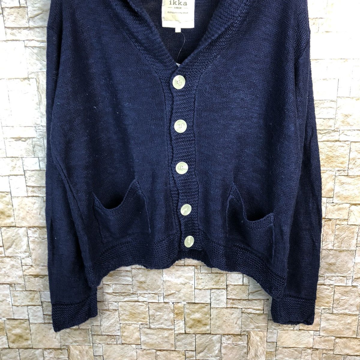 Japanese Brand Ikka Dark Blue Cardigan Knitwear #A1214 Size US L / EU 52-54 / 3 - 3 Thumbnail
