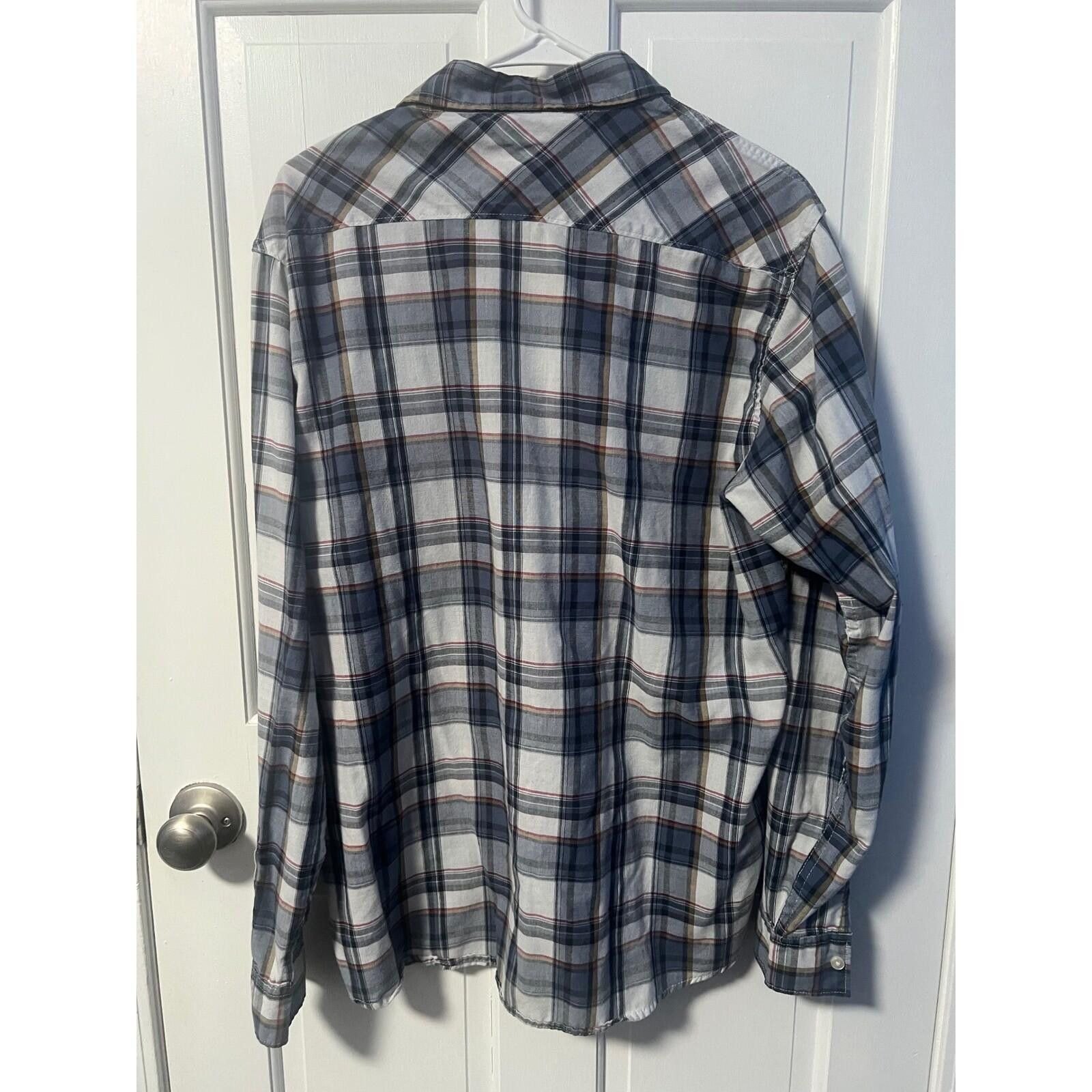 Wrangler Wrangler Western Shirt Mens Large Blue Plaid Button Up Size US L / EU 52-54 / 3 - 5 Thumbnail
