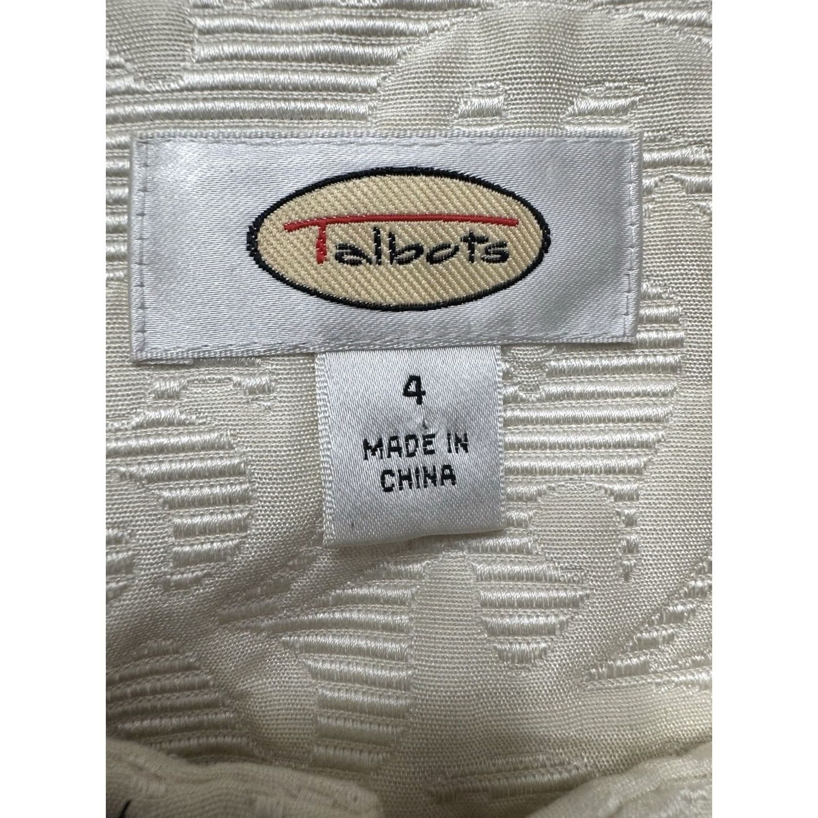 Talbots TALBOTS WMN Summer White Jacquard Black Beaded Lined Jacket Blazer Top Size S / US 4 / IT 40 - 4 Thumbnail