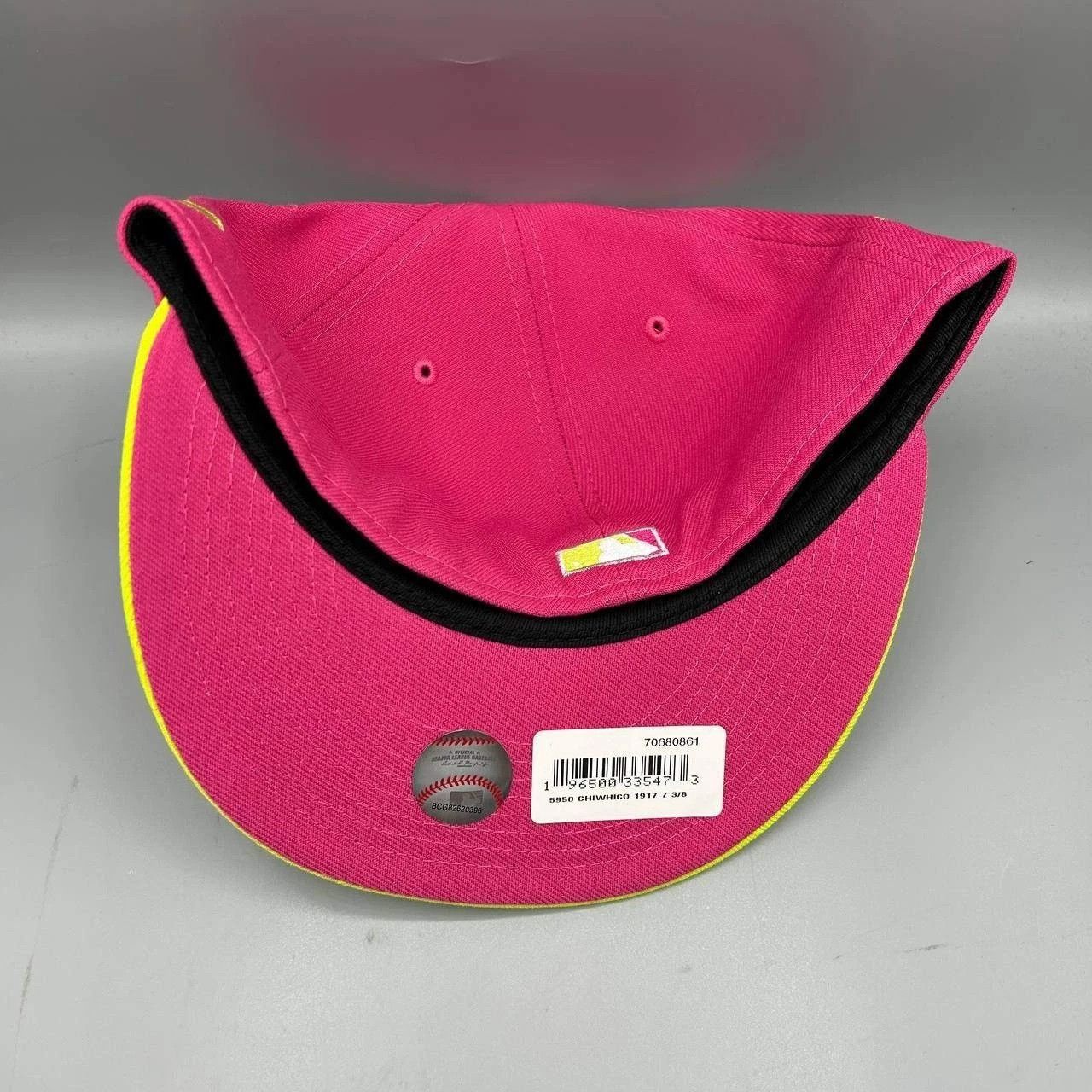 New Era Chicago White Sox Hat Men 7 3/8 Pink Yellow MLB Fitted Cap Size ONE SIZE - 4 Thumbnail