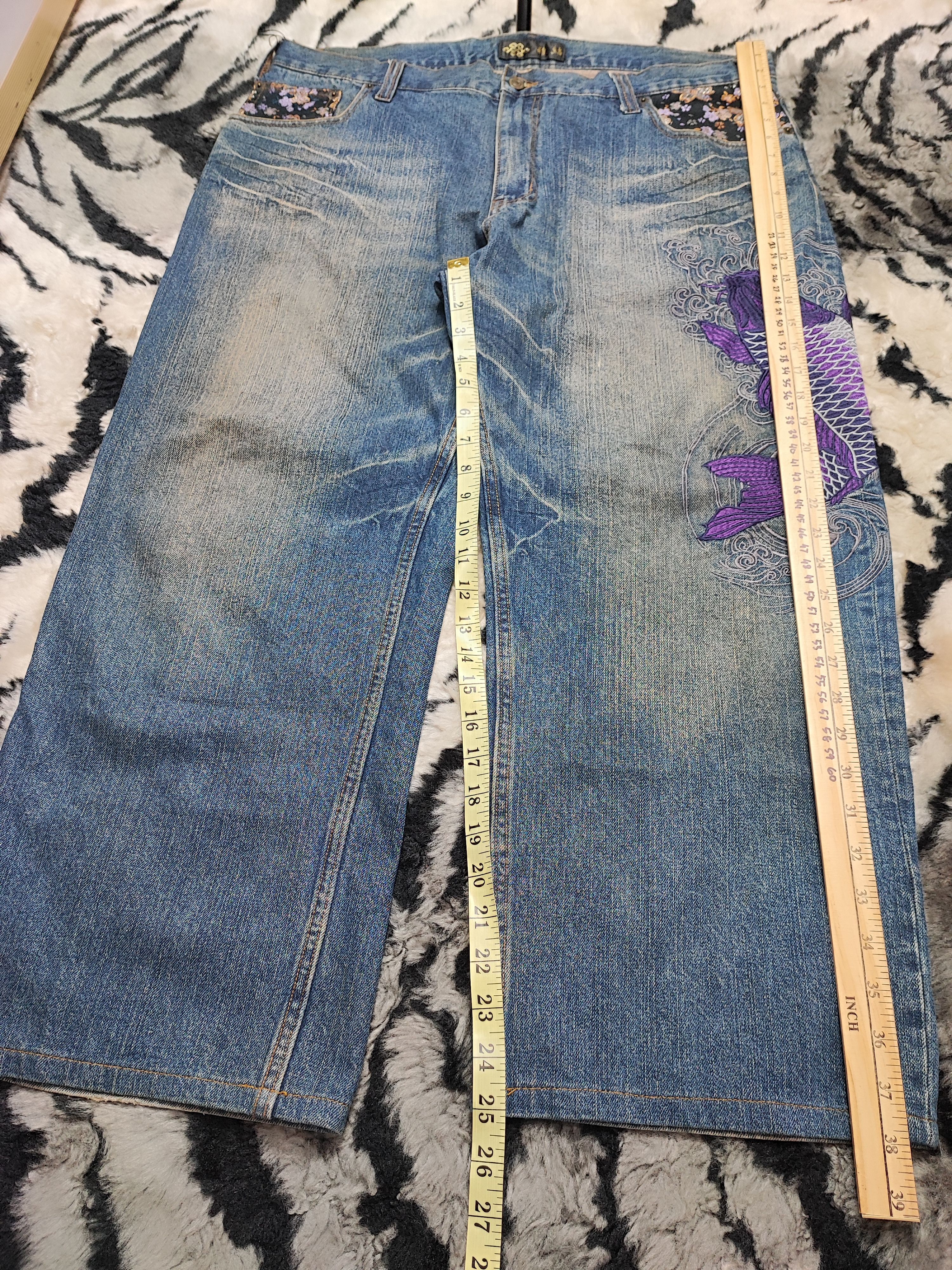Japanese Brand Vintage Y2K Miyabi Musubi Japan Wagara Koi Fish Embroidery Size US 38 / EU 54 - 5 Thumbnail