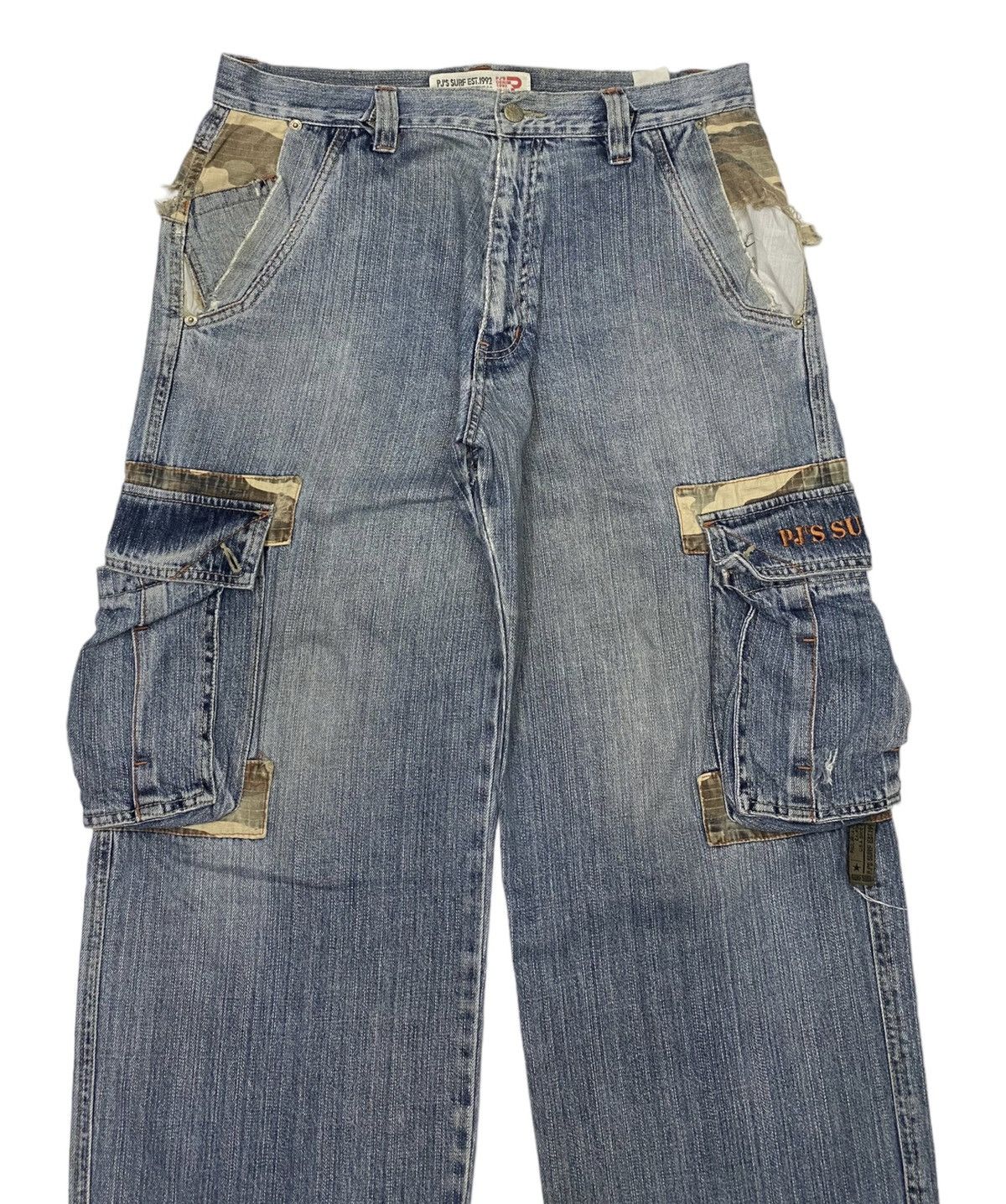 If Six Was Nine PJ’S SURF DISTRESSED DENIM BAGGY JEANS SKATEGANG STYLE Size US 33 - 5 Thumbnail