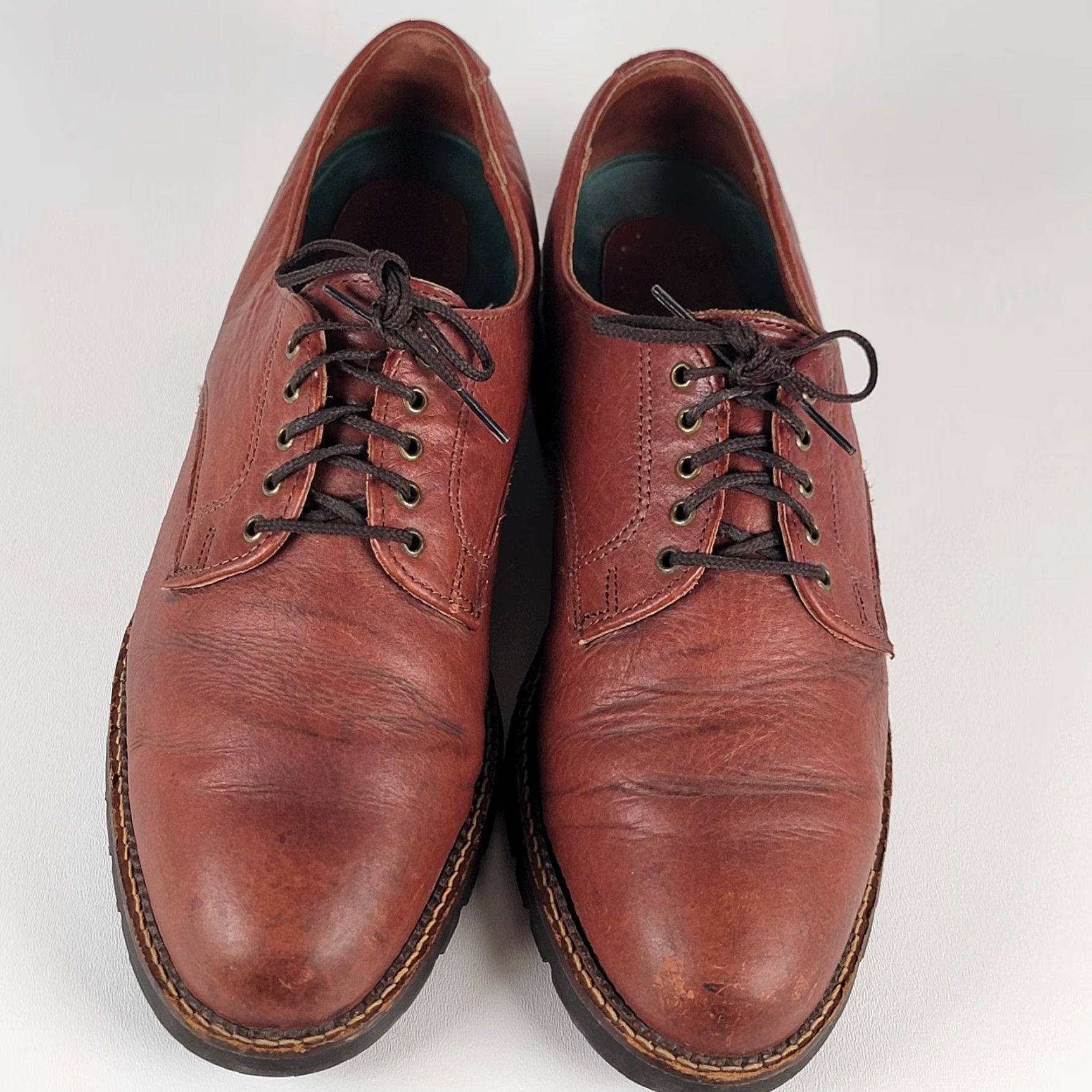 Vintage HS Trask Brown Leather Lace Up Oxford Casual Shoes Mens 11.5 M Leather Upper Rubber Outsole Comfort Casual Size US 12 / EU 45 - 2 Thumbnail