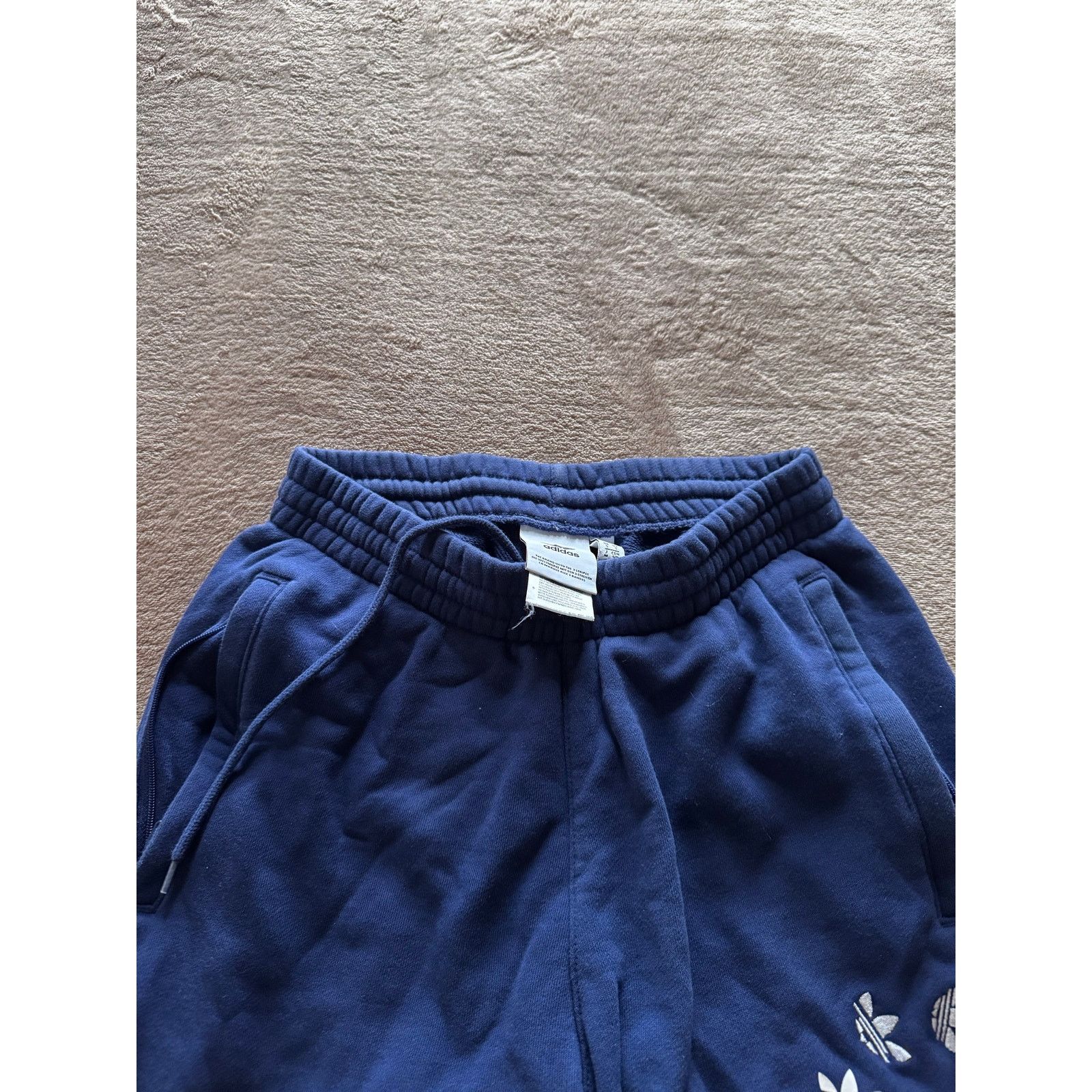 Adidas Adidas Originals Navy Joggers Multi Trefoil Embroidered Logo Size 28" / US 6 / IT 42 - 3 Thumbnail