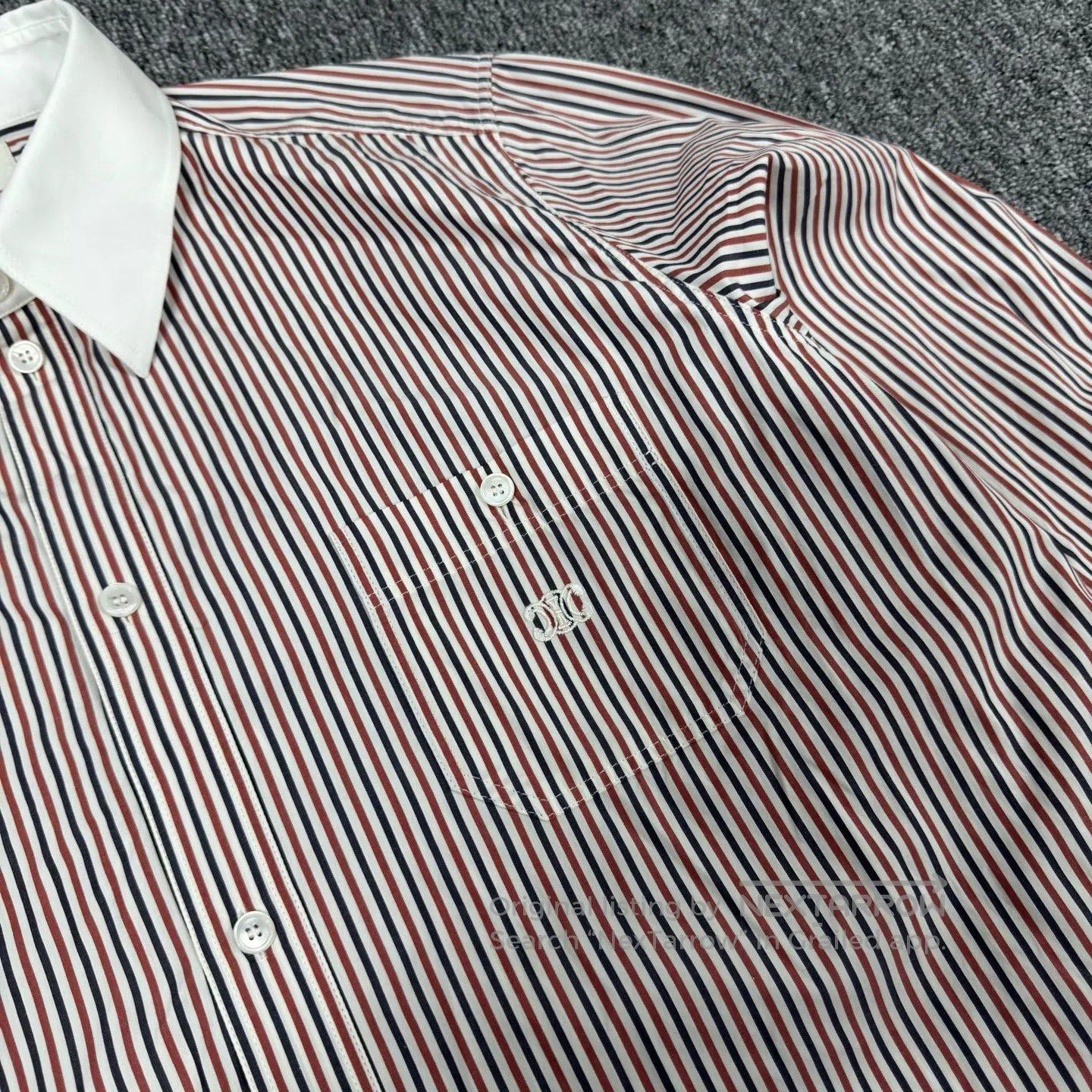 Celine CELINE Embroidery; vertical stripes; long-sleeved shirt| Size US L / EU 52-54 / 3 - 4 Thumbnail