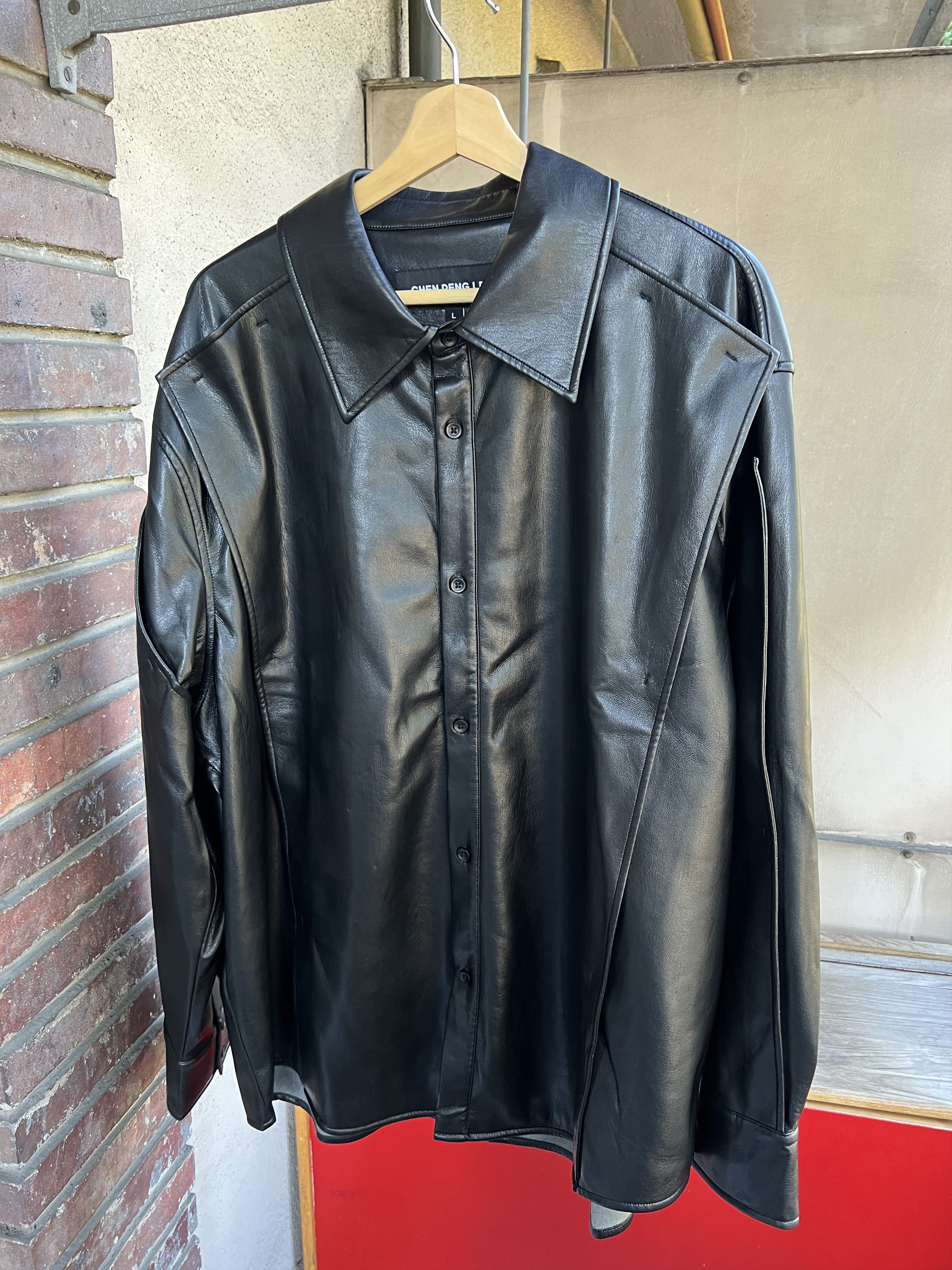 CHENPENG CHEN PENG Faux Leather Shirt Size US L / EU 52-54 / 3 - 3 Thumbnail