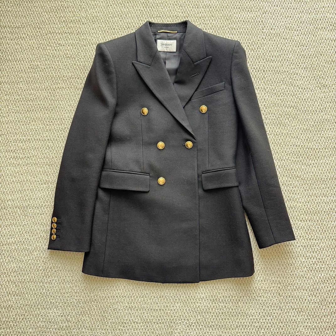 Saint Laurent Paris Saint Laurent Wool Double-Breasted Blazer F34 Size XS / US 0-2 / IT 36-38 - 1 Thumbnail