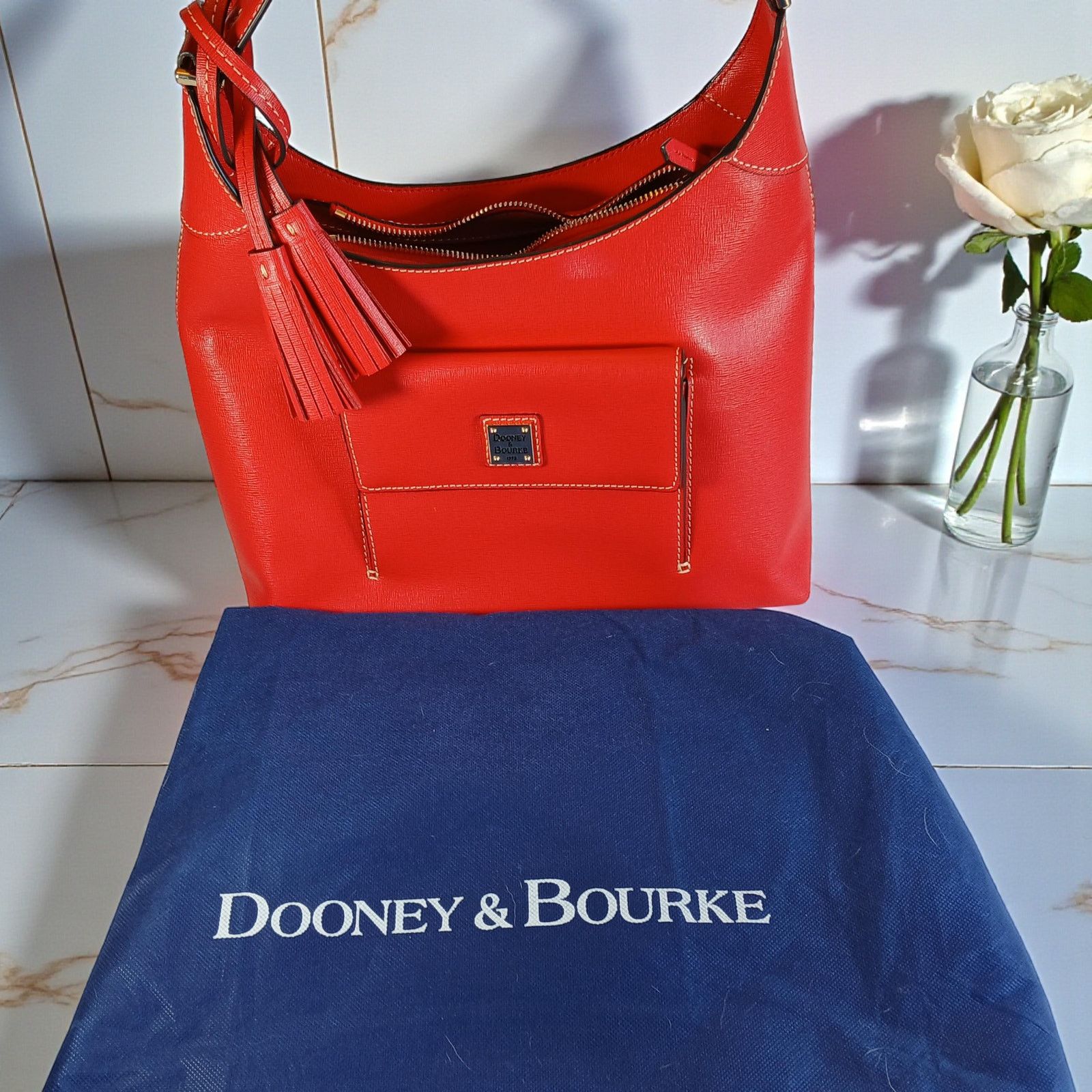 Dooney & Bourke Dooney & Bourke Red Saffiano Leather Hobo Bag w Dust Bag NWT Size ONE SIZE - 12 Thumbnail