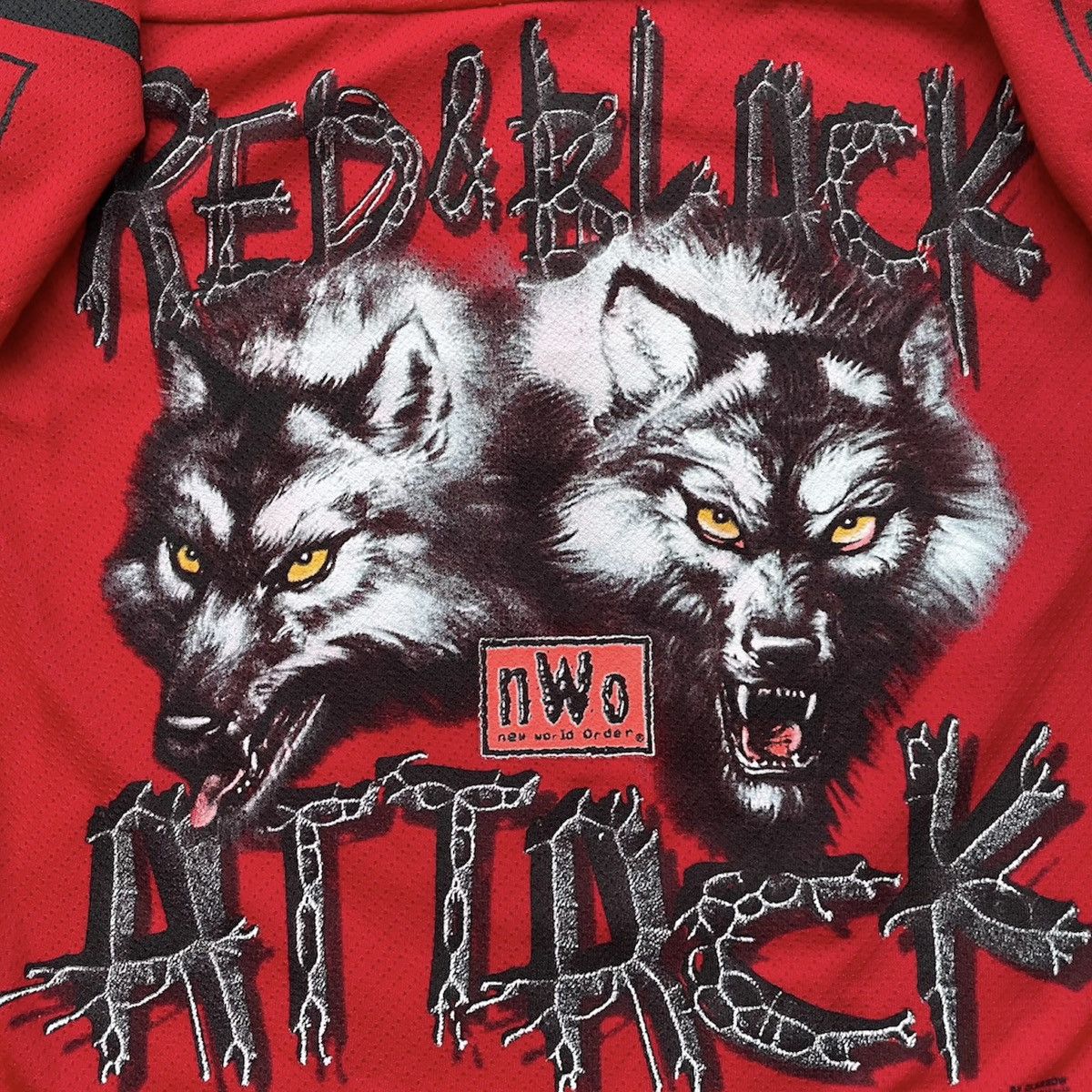 Vintage × WCW/nWo × WWF Vintage 90s Nwo ‘ Red & Black Attack ‘ jersey Size US M / EU 48-50 / 2 - 6 Thumbnail