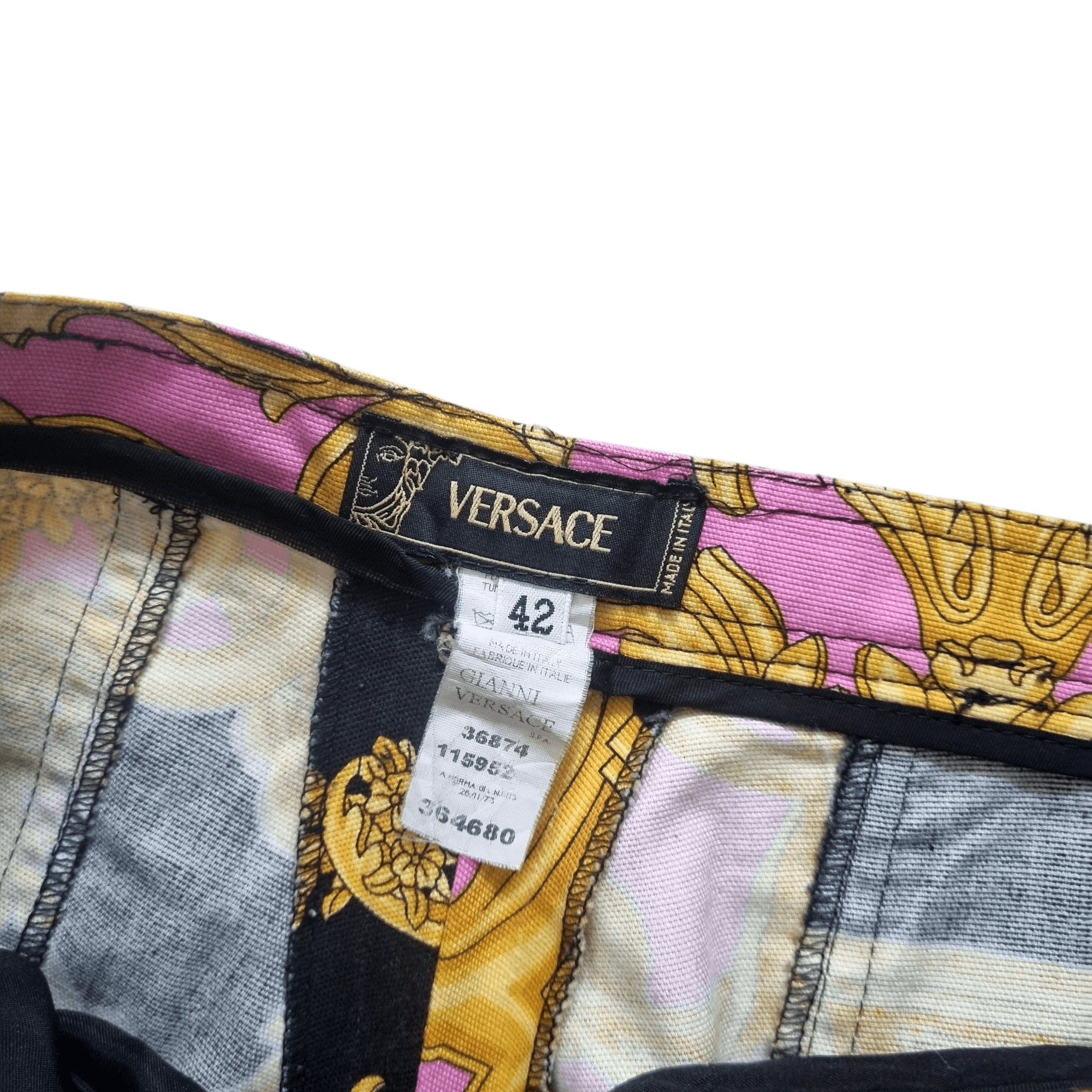 Versace Versace Chaos Culture Gold Baroque Print Pants S/S 2005 Size 28" / US 6 / IT 42 - 4 Thumbnail