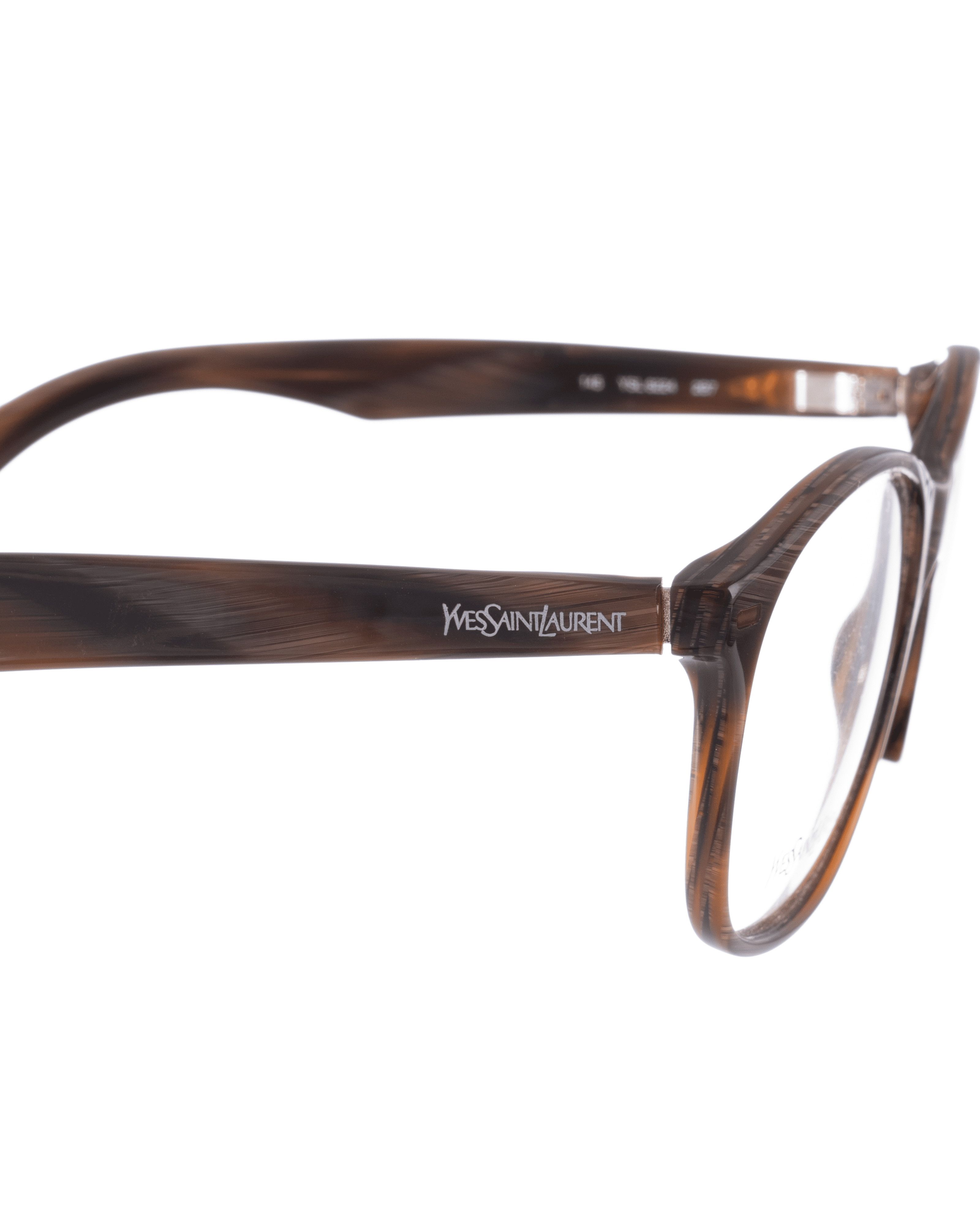 Yves Saint Laurent Yves Saint Laurent 00s Brown Wooden Print Oval Glasses Size ONE SIZE - 3 Thumbnail