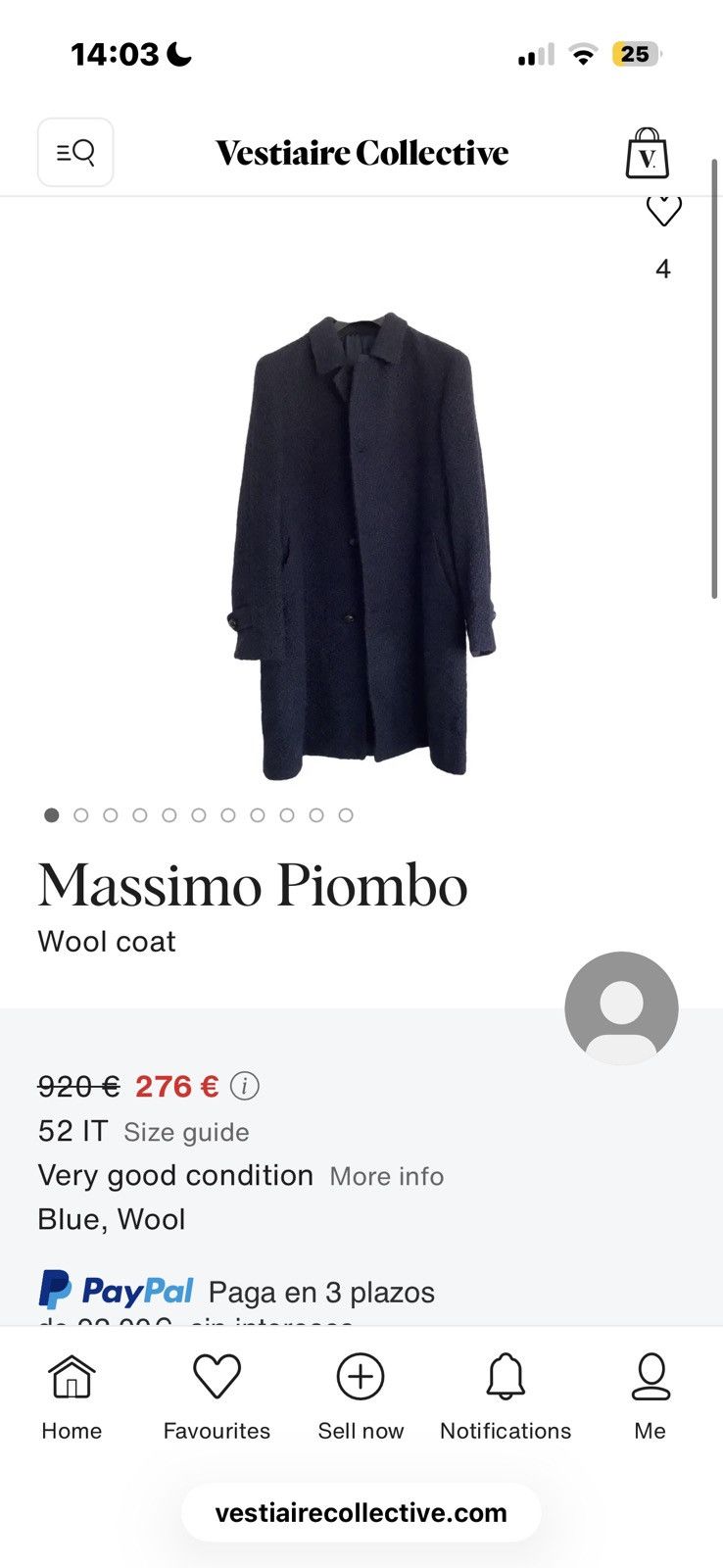 MP Massimo Piombo Massimo Piombo Alpaca navy coat WOOL Size US L / EU 52-54 / 3 - 13 Thumbnail