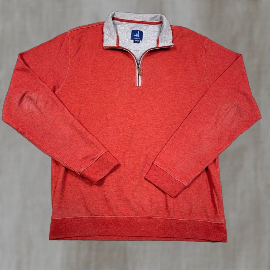 johnnie-O Johnnie-O Sweater Men Medium Orange Pullover 1/4 Zip Knit N/A Golf Logo Embroidered Mock Neck Casual Vintage No Size US M / EU 48-50 / 2 - 1 Thumbnail