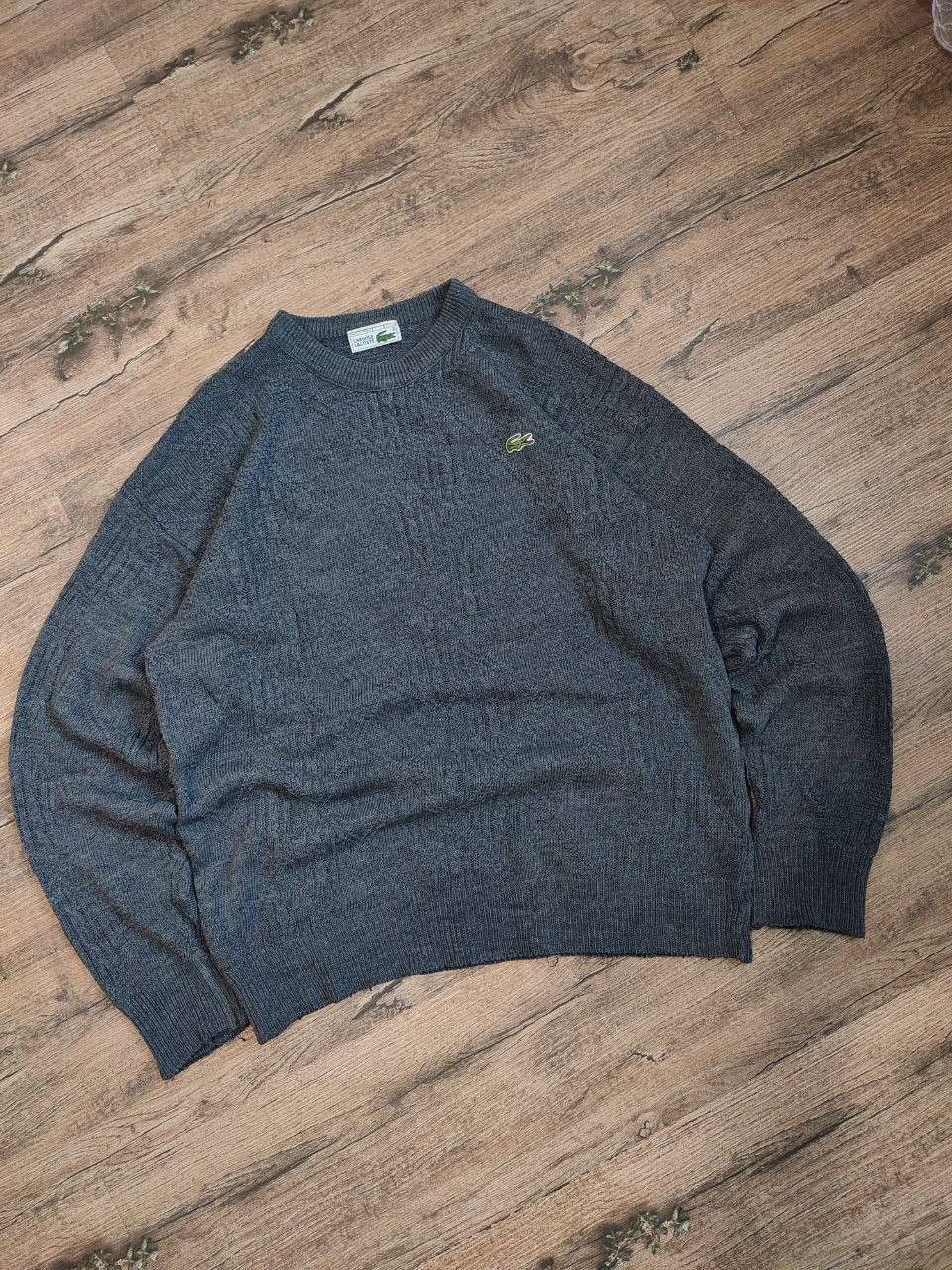 Lacoste Men's Knitted Gray Sweater Lacoste Vintage 90s Size US L / EU 52-54 / 3 - 1 Thumbnail