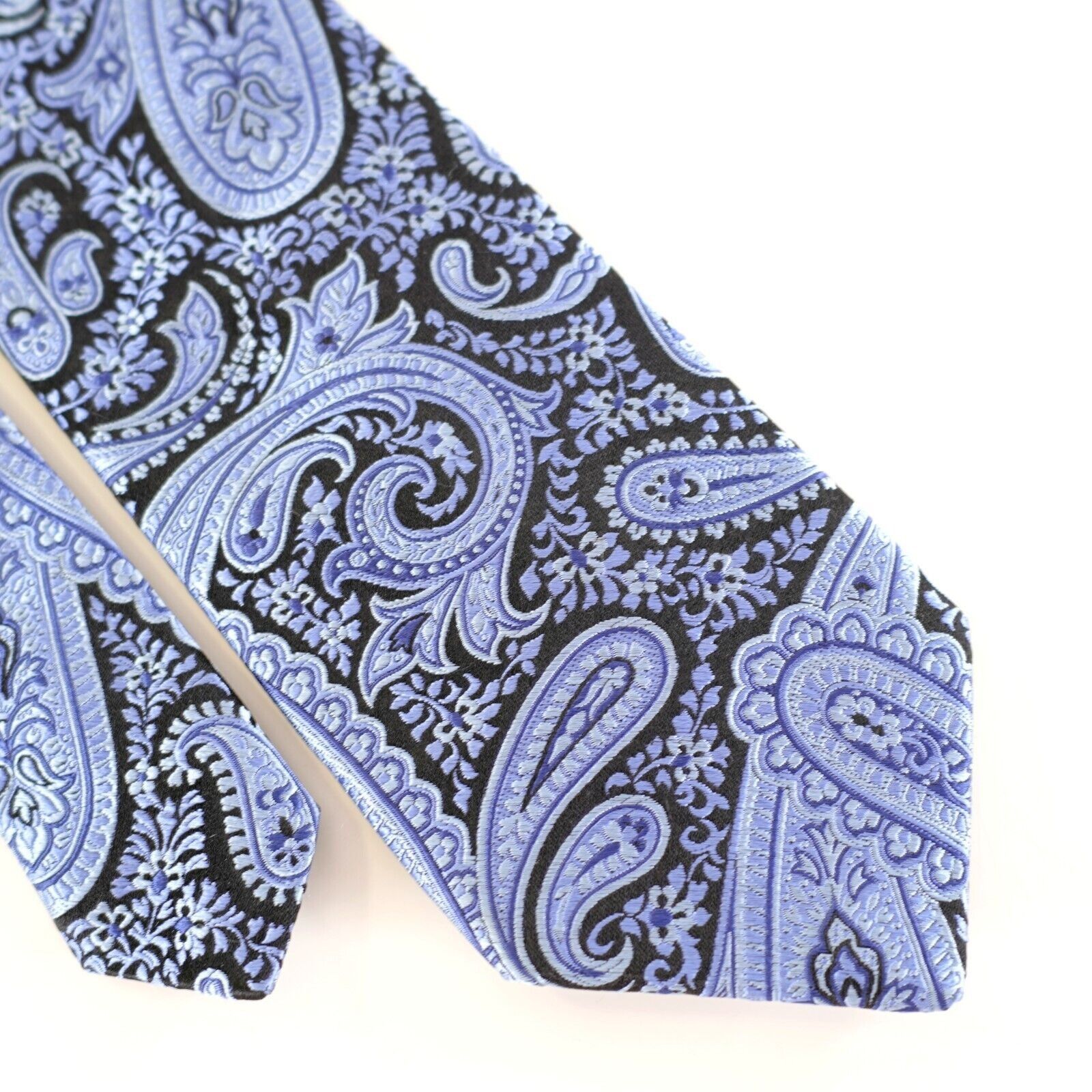 Ike Behar Ike Behar New York Blue Black Paisley Woven Silk Tie Size ONE SIZE - 1 Thumbnail