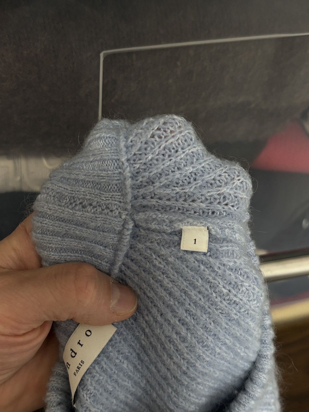 Sandro Sandro Paris Baby Blue Knit Wool Mohair Jewellery Sweater Size US S / EU 44-46 / 1 - 8 Thumbnail