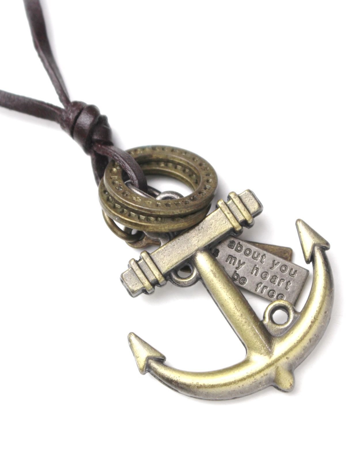Vintage 2000S JAPANESE MADE ANCHOR LEATHER NECKLACE Size ONE SIZE - 4 Thumbnail