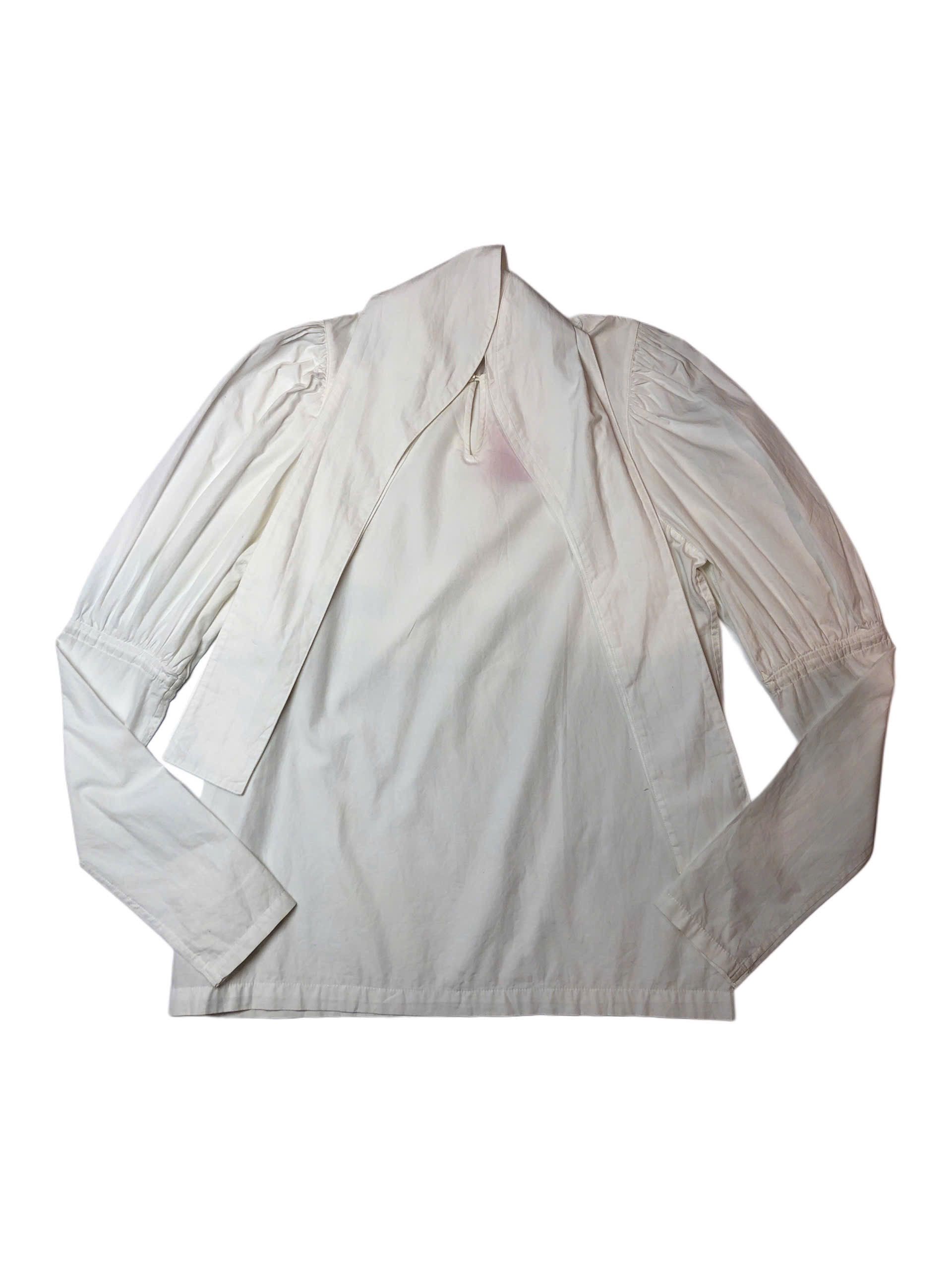 Nicole Club Nicole Club White Puff-Sleeve Blouse with Extended Collar Size L / US 10 / IT 46 - 1 Thumbnail