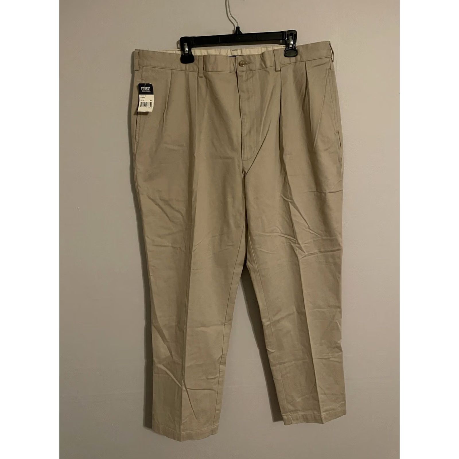 Polo Ralph Lauren VINTAGE Polo Ralph Lauren Andrew Pants Chino - Men's 42x32 - Beige Khaki Pleated Cotton Logo Regular Straight 42 Mens Size US XL / EU 56 / 4 - 3 Thumbnail
