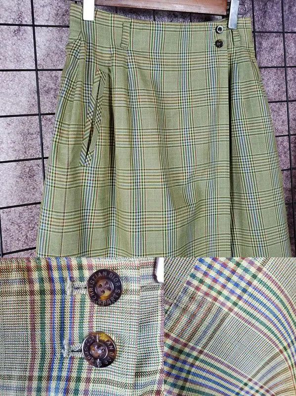 Dior Dior Green Silk Blend Plaid Skirt for Summer . Size 23" - 3 Thumbnail